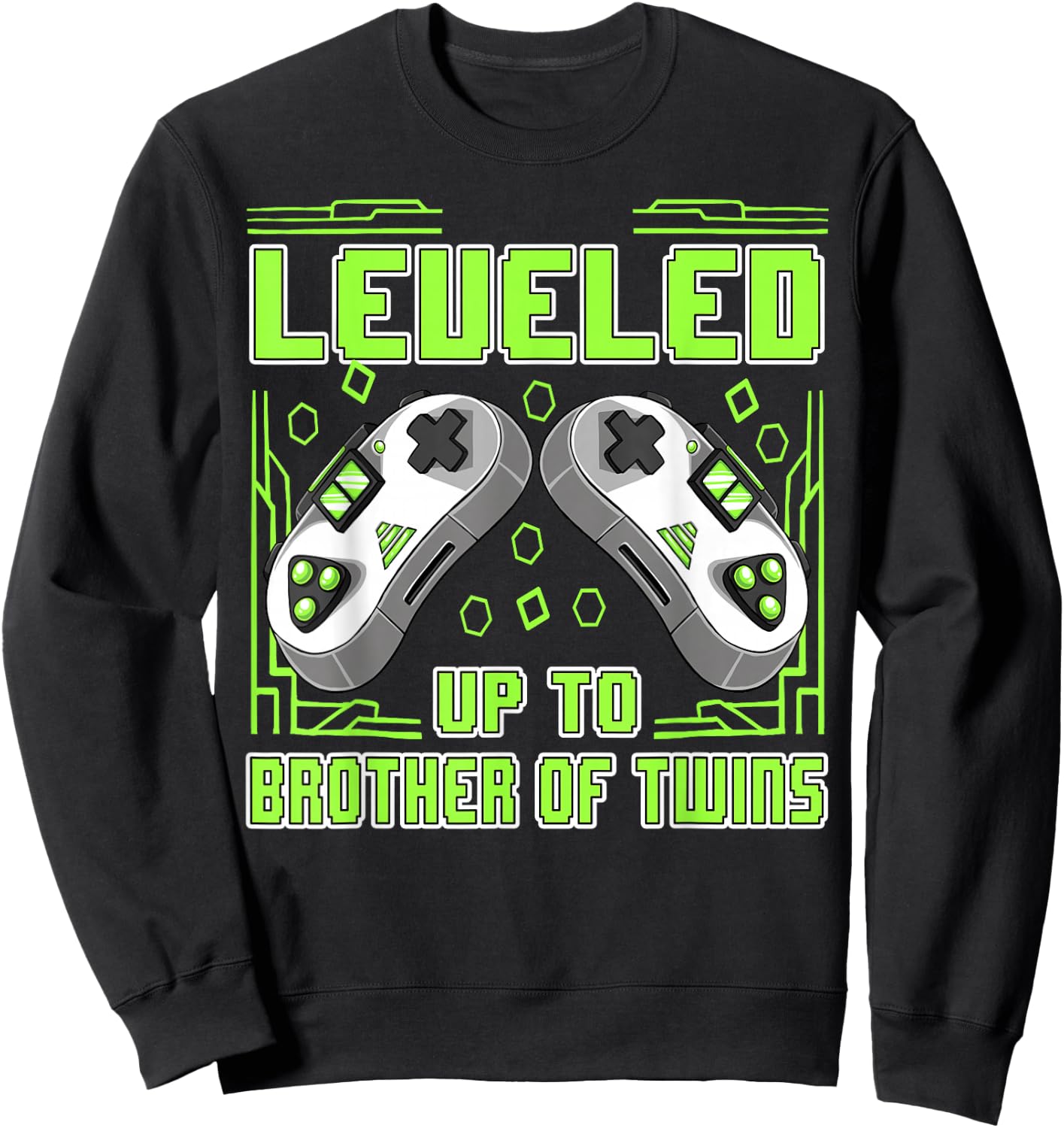 Gaming Leveled Up To Brother Of Twins Video Gamer Boys Men Sweatshirt - Sweatshirt | Black