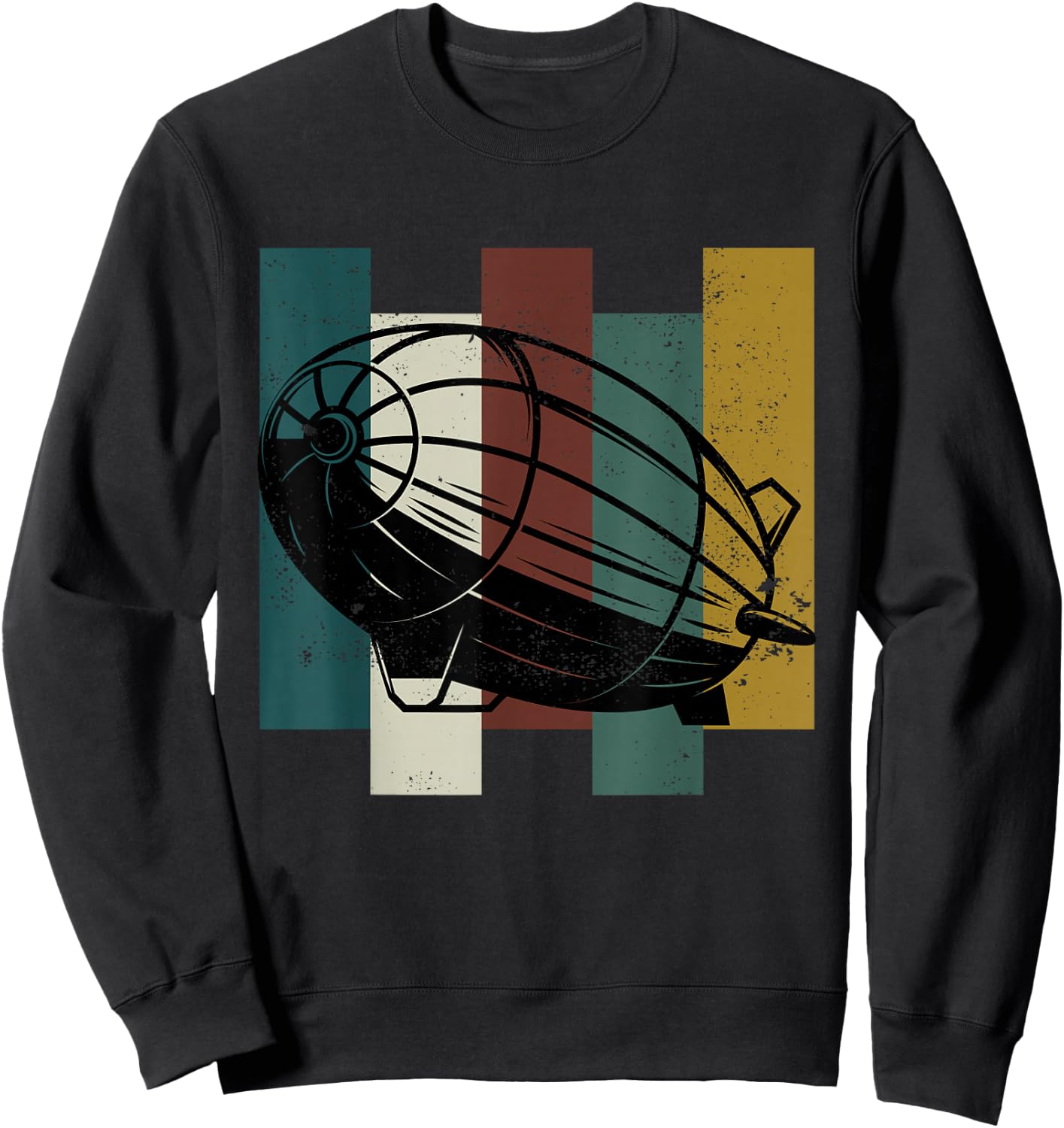 Zeppelin Retro Pilot Airship Vintage Sweatshirt - Sweatshirt | Black