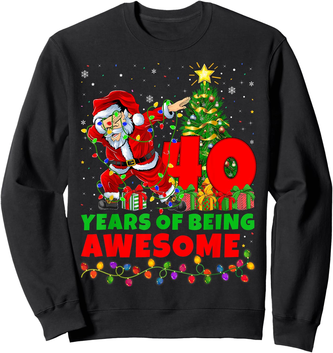 40 Years Of Being Awesome Santa 40th Birthday Christmas Sweatshirt - Sweatshirt | Black