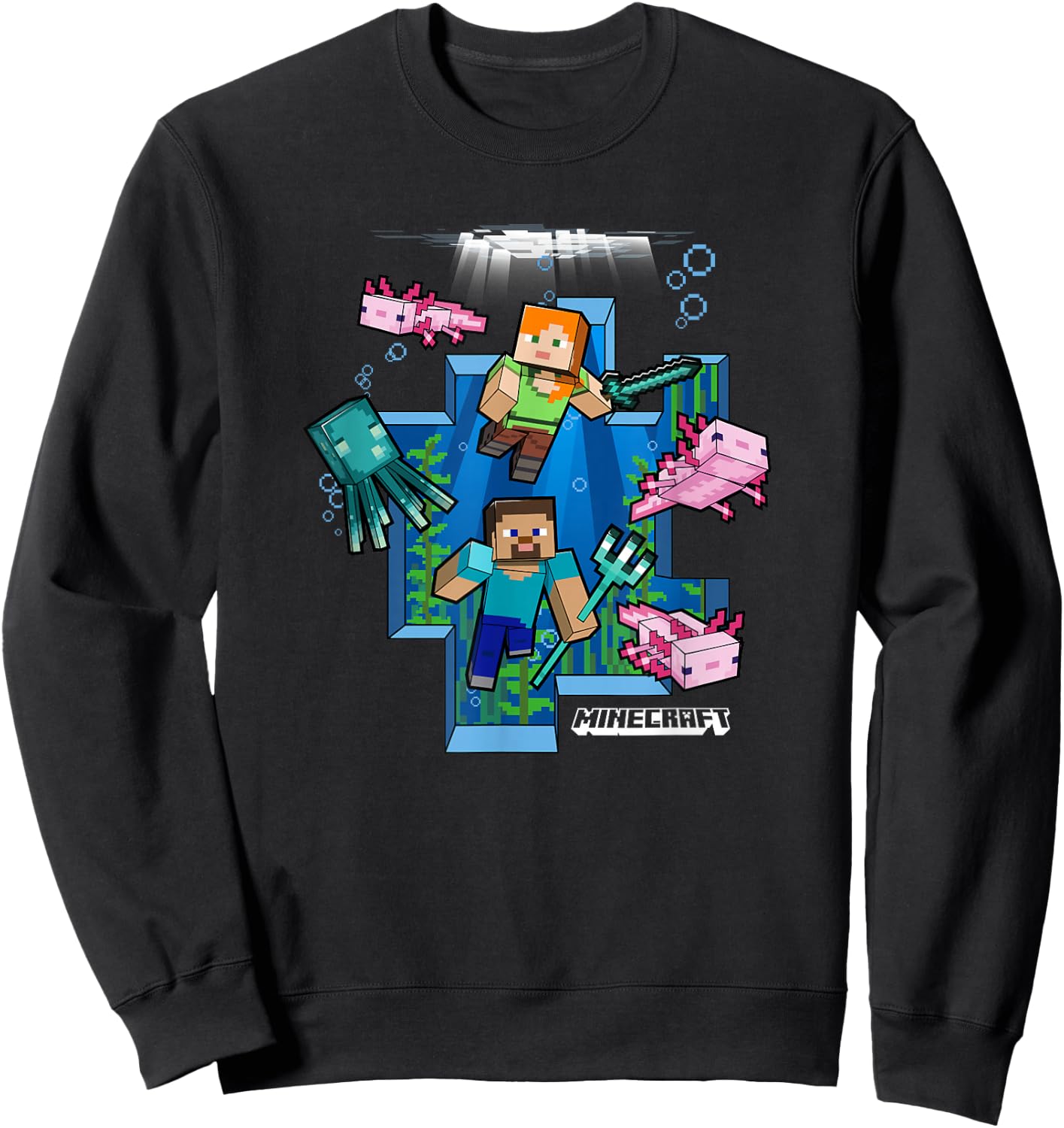 Minecraft Alex and Steve Under Water World Sweatshirt - Sweatshirt | Black