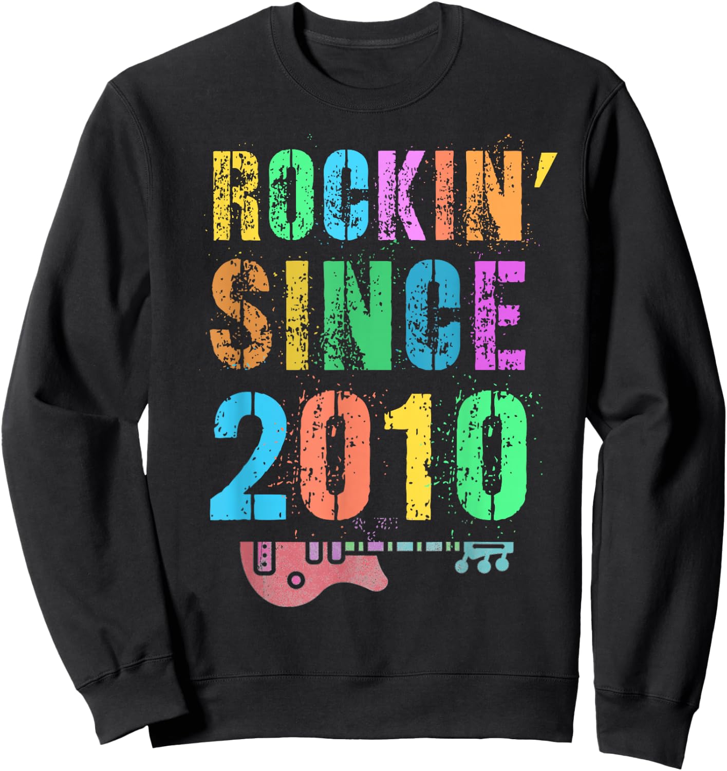 Vintage Rockin' Since 2010 Rockstar 16th Birthday Boy Girl Sweatshirt - Sweatshirt | Black