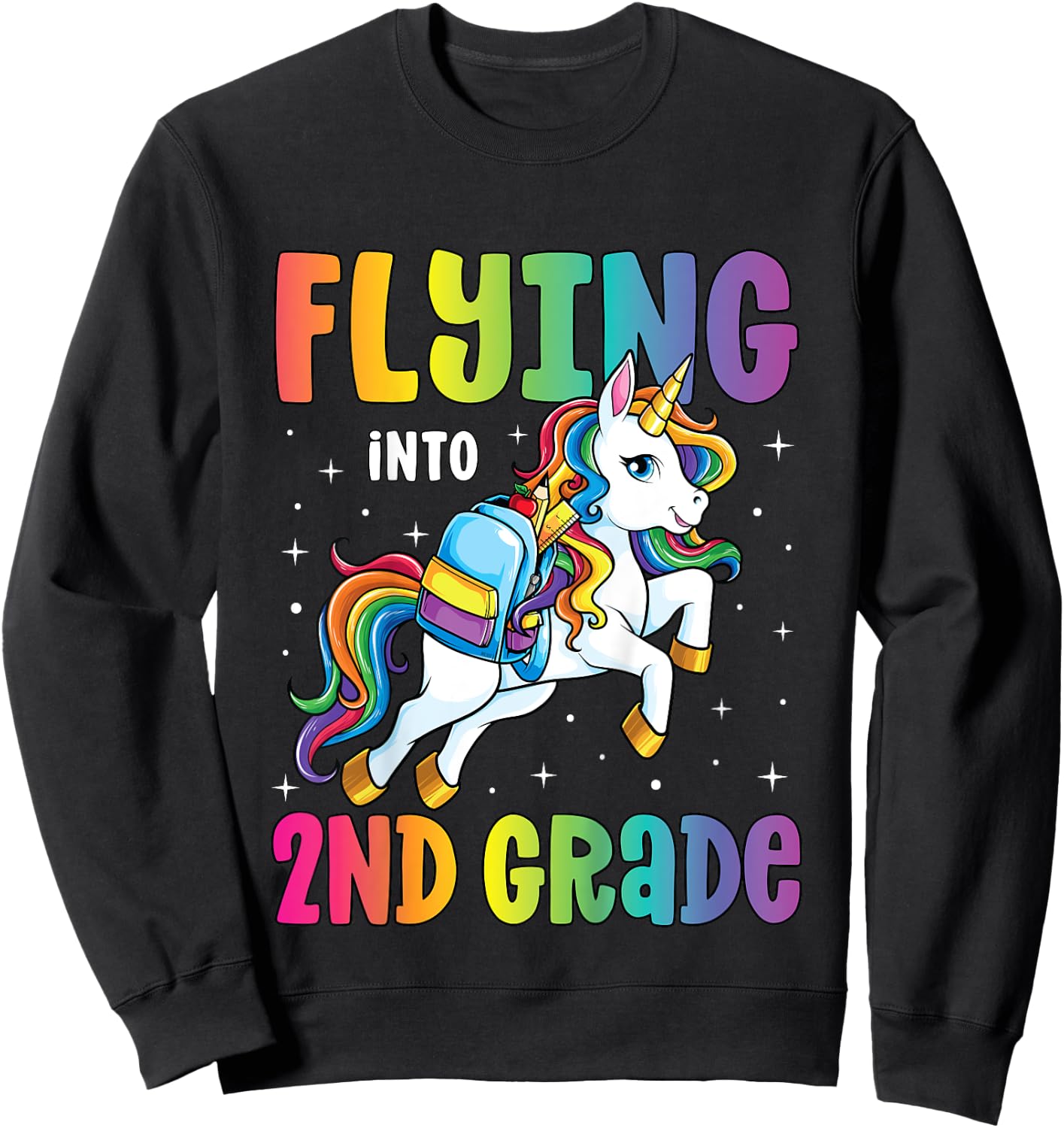 Second Grade Girls Unicorn First Day of 2nd Grade Sweatshirt - Sweatshirt | Black