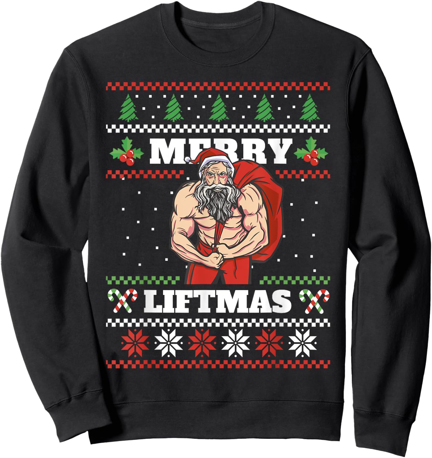 Santa Claus Weightlifting Christmas Fitness Gym Xmas Men Sweatshirt - Sweatshirt | Black