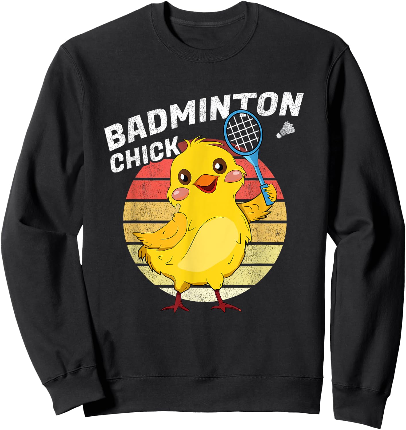Badminton Chick Retro Chicken Birdie Women Badminton Sweatshirt - Sweatshirt | Black
