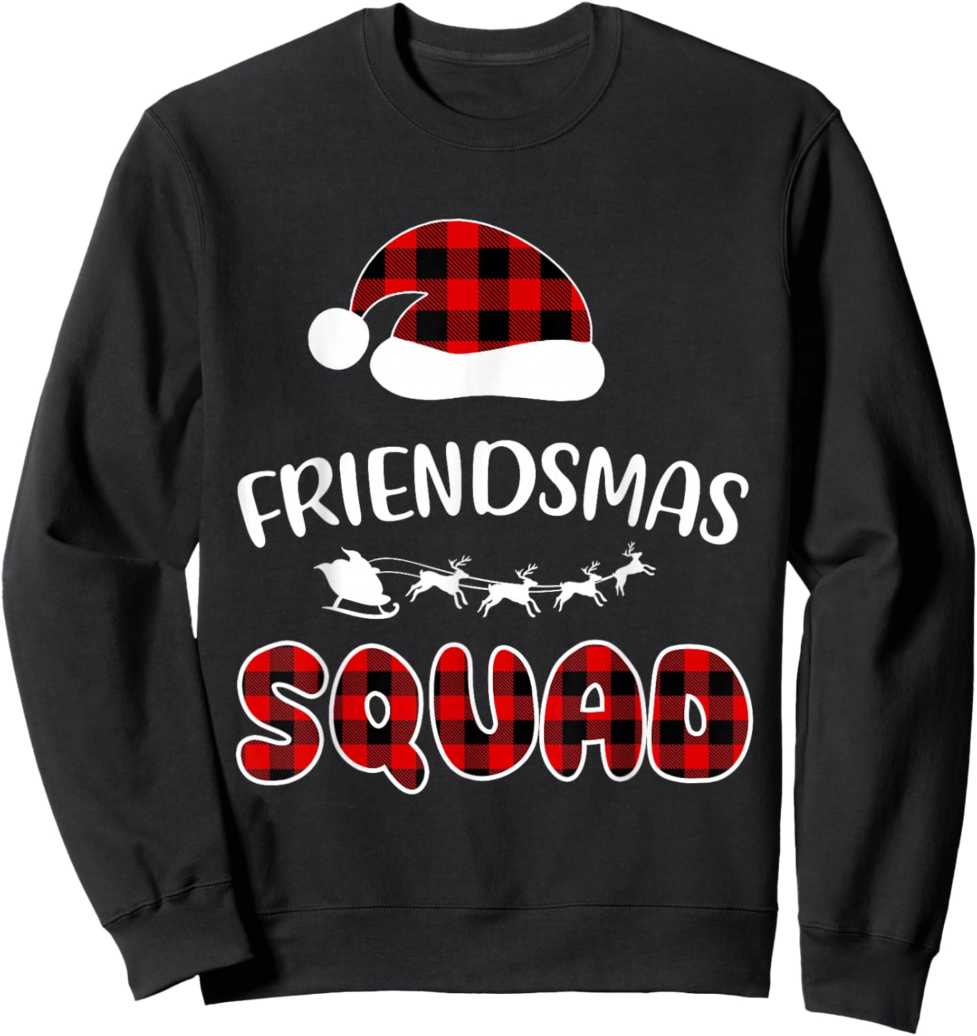 Friendsmas Squad Funny Xmas Light Family Matching Pajamas Sweatshirt - Sweatshirt | Black