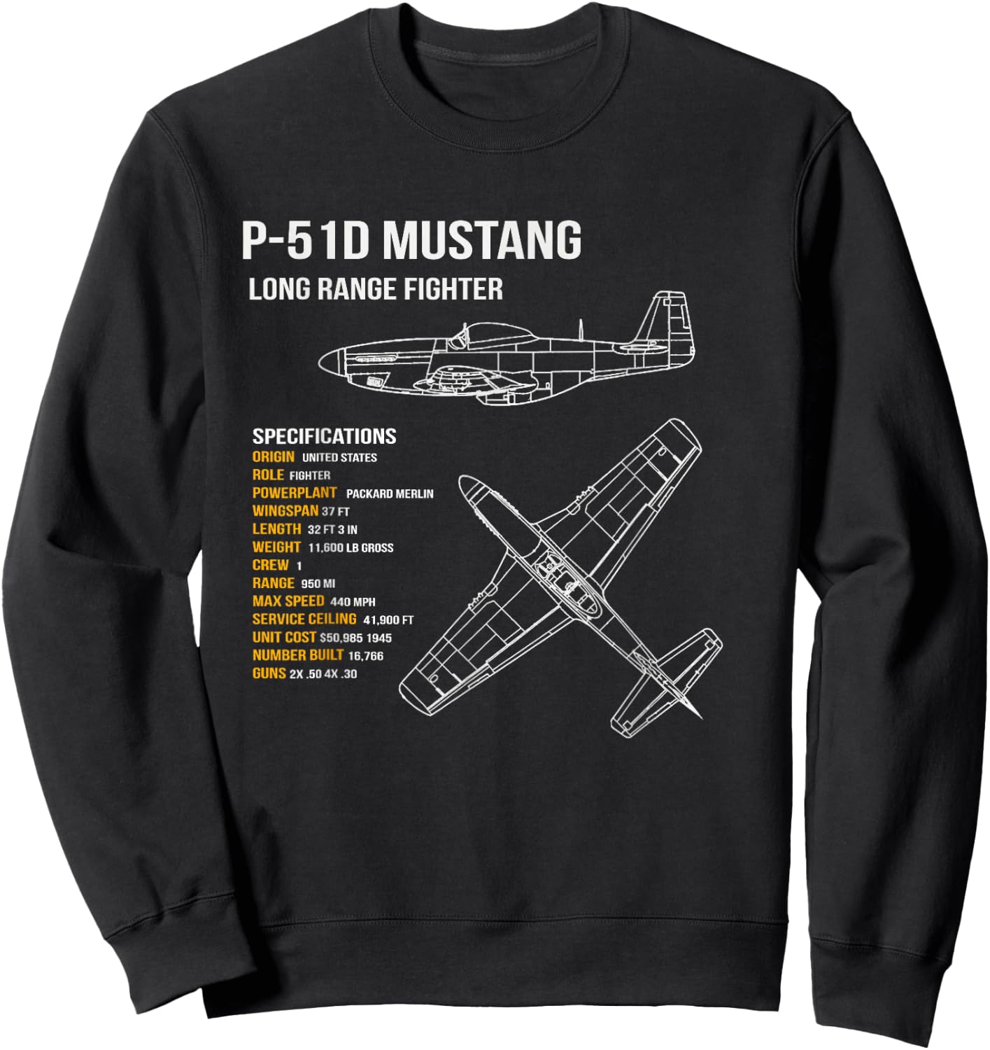 P-51 Mustang Sweatshirt - Sweatshirt | Black
