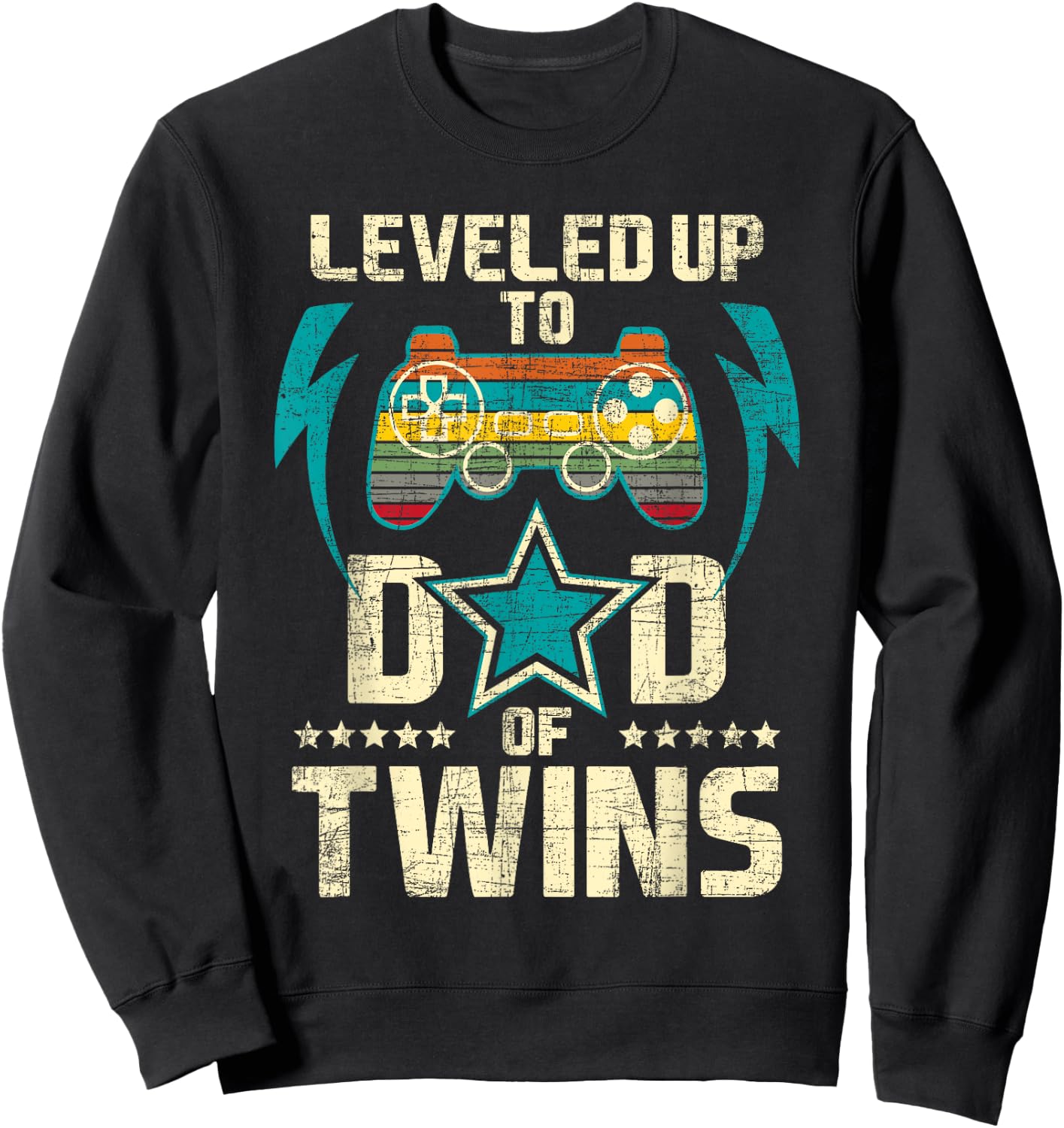 Leveled Up To Dad Of Twins - Twin Dad Father Of Twins Sweatshirt - Sweatshirt | Black
