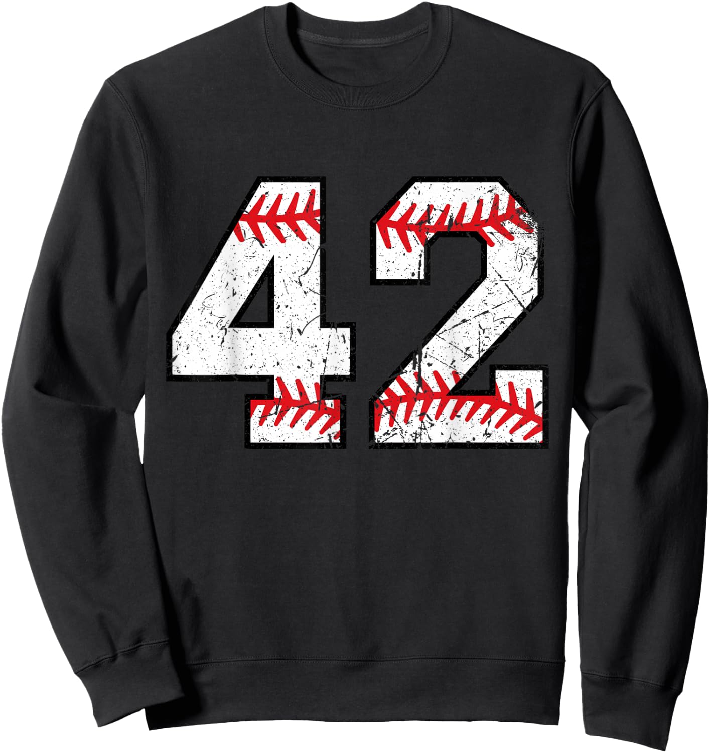 Number #42 Baseball Softball Varsity Vintage Number Sweatshirt - Sweatshirt | Black