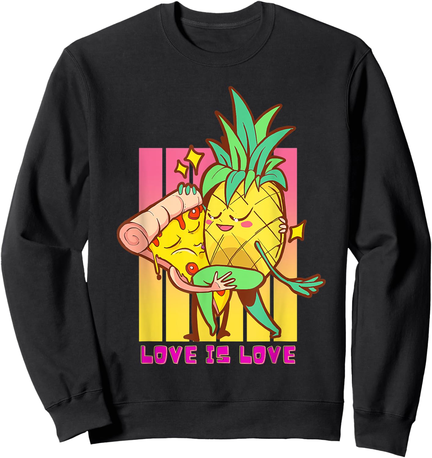 Pineapple Pizza Dancing Love Is Love Aloha Beach Hawaii Sweatshirt - Sweatshirt | Black