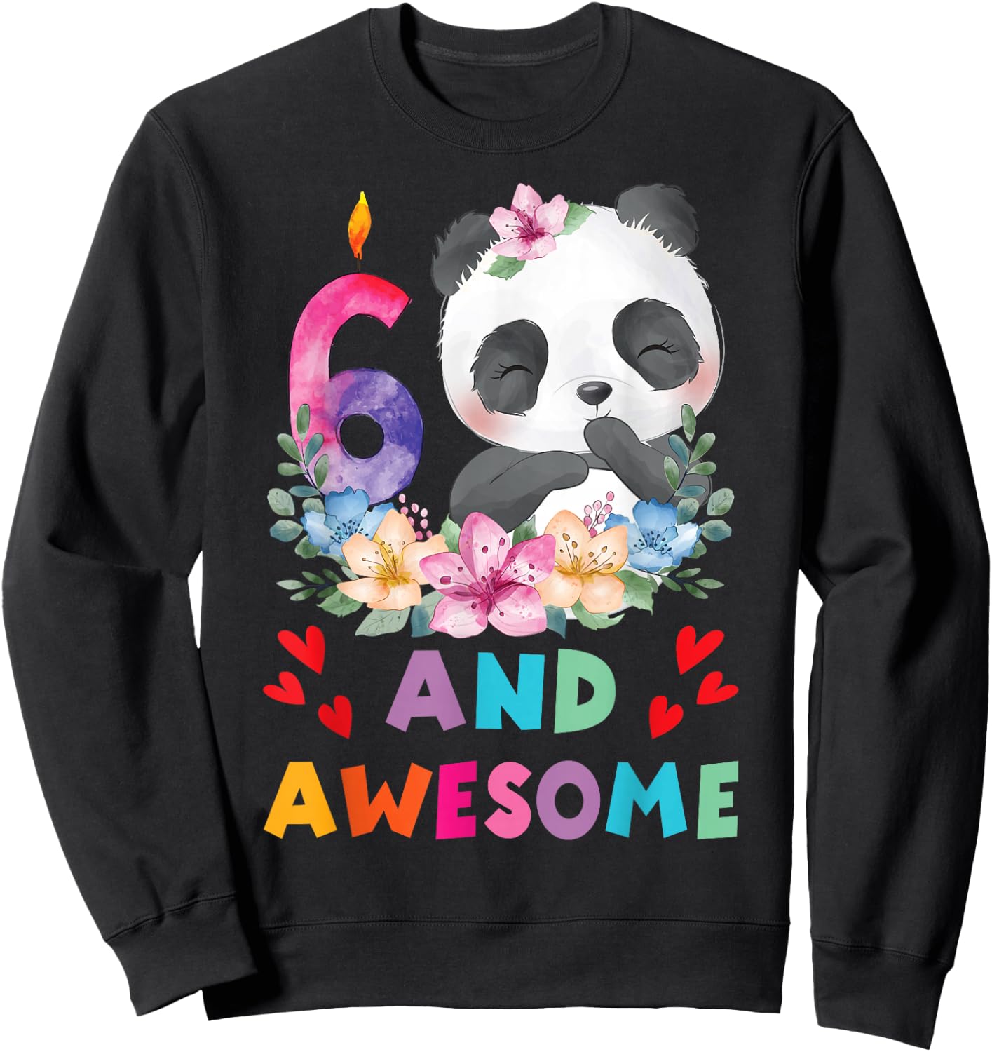 6 Years Old 6th Birthday Panda Unicorn Girl Party Gift Sweatshirt - Sweatshirt | Black
