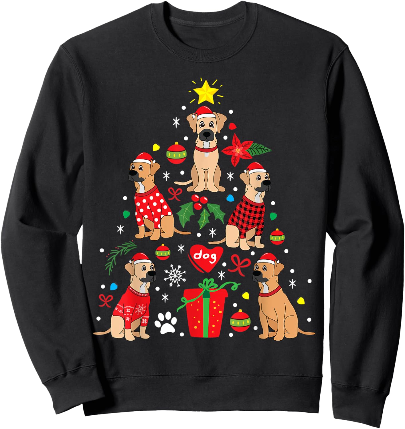 Black Mouth Cur Christmas Bauble Tree Dog Gift Women Kids Sweatshirt - Sweatshirt | Black