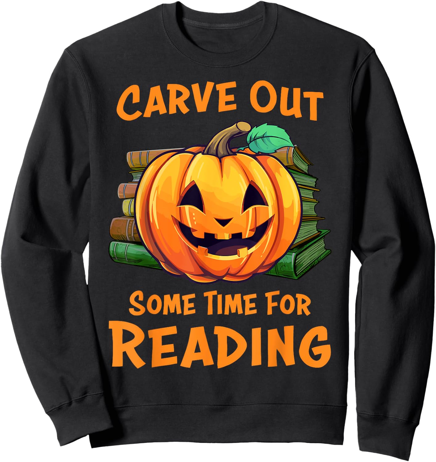 Funny Halloween Teacher Librarian Pumpkin Reading Books Men Women Kids Sweatshirt - Sweatshirt | Black