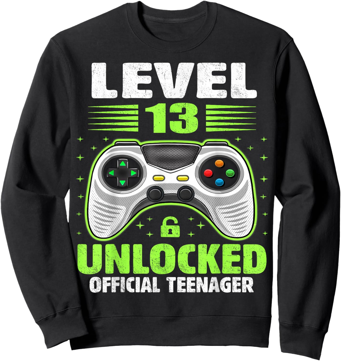 Official Teenager 13th Birthday Level 13 Unlocked Sweatshirt - Sweatshirt | Black