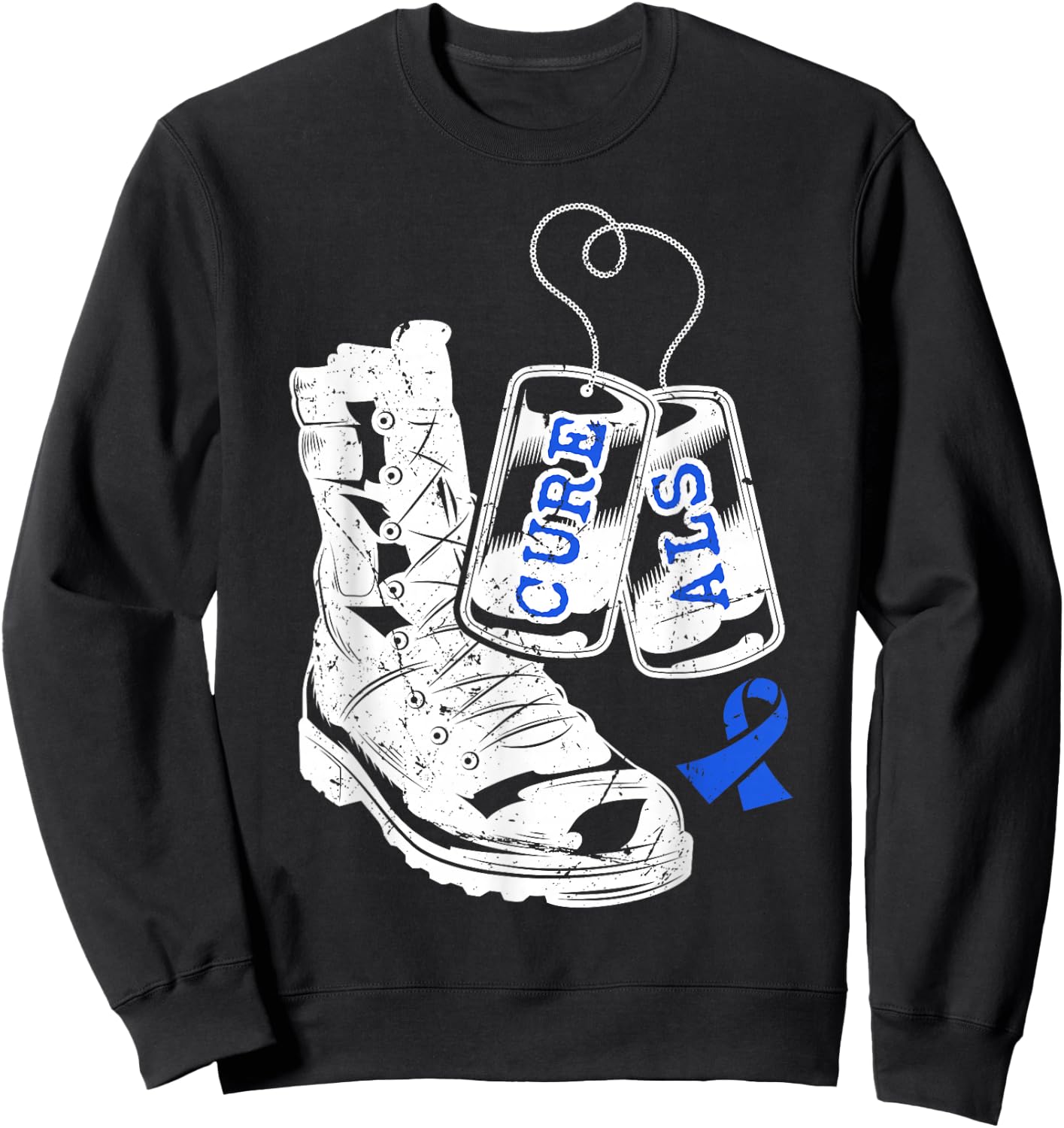 ALS Awareness Proud Military Family Veteran Memorial Day Sweatshirt - Sweatshirt | Black