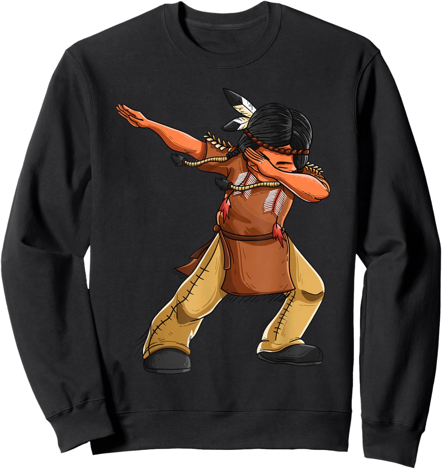 Dabbing Indian Funny Cute Native American Dance Dab Gift Sweatshirt - Sweatshirt | Black
