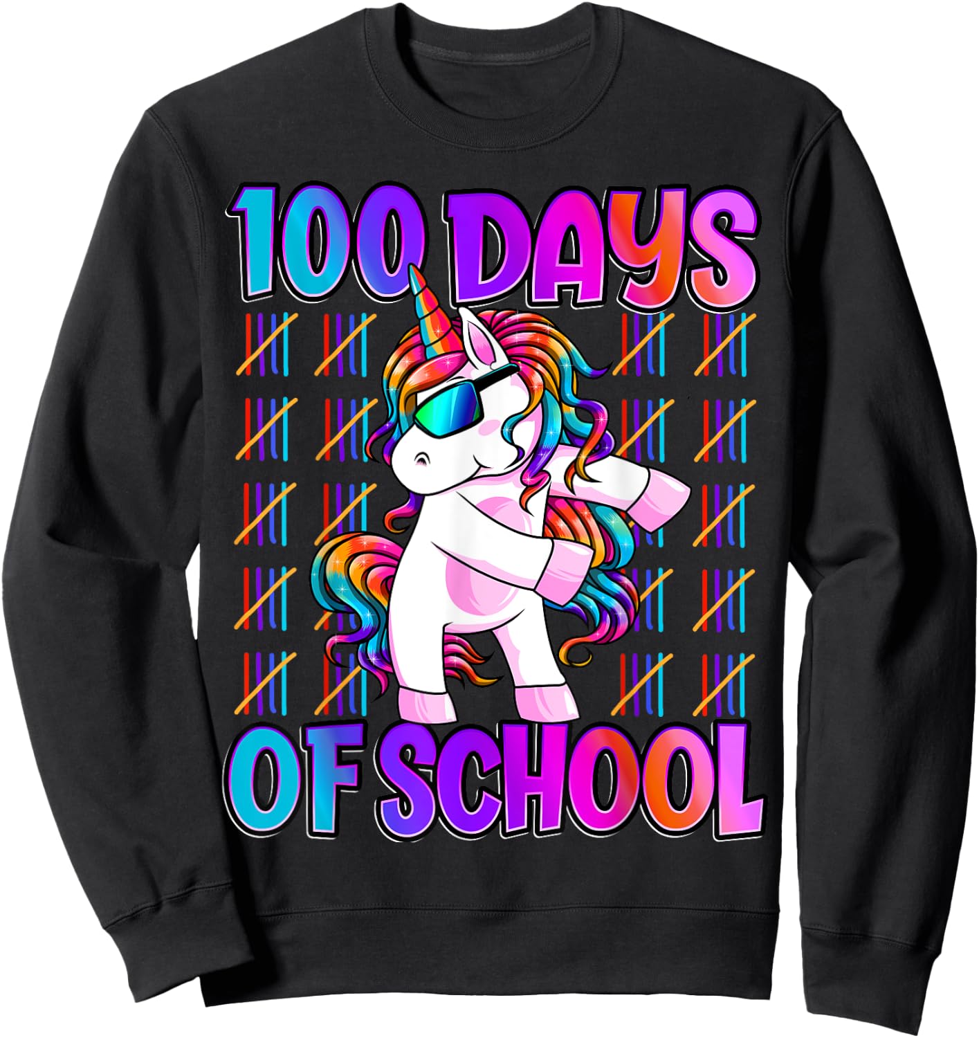 100 Days Of School Shirt Unicorn 100 Days Smarter 100th Day Sweatshirt - Sweatshirt | Black