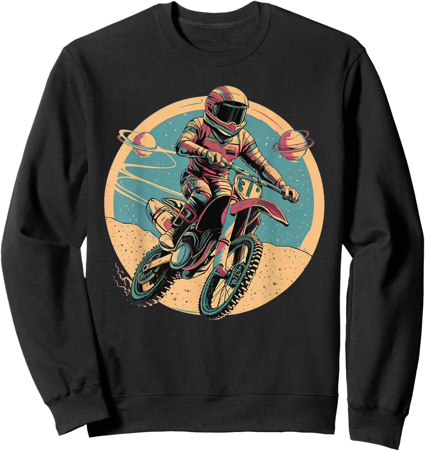 Astronaut Motocross Racing Motorcycle Rider Space Adventure Sweatshirt - Sweatshirt | Black