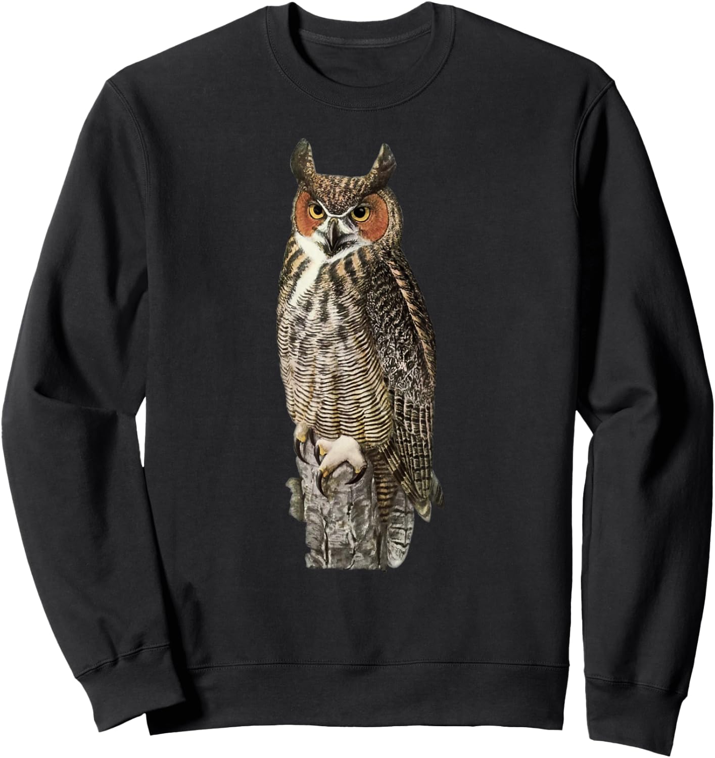 Great Horned Owl Sweatshirt - Sweatshirt | Black
