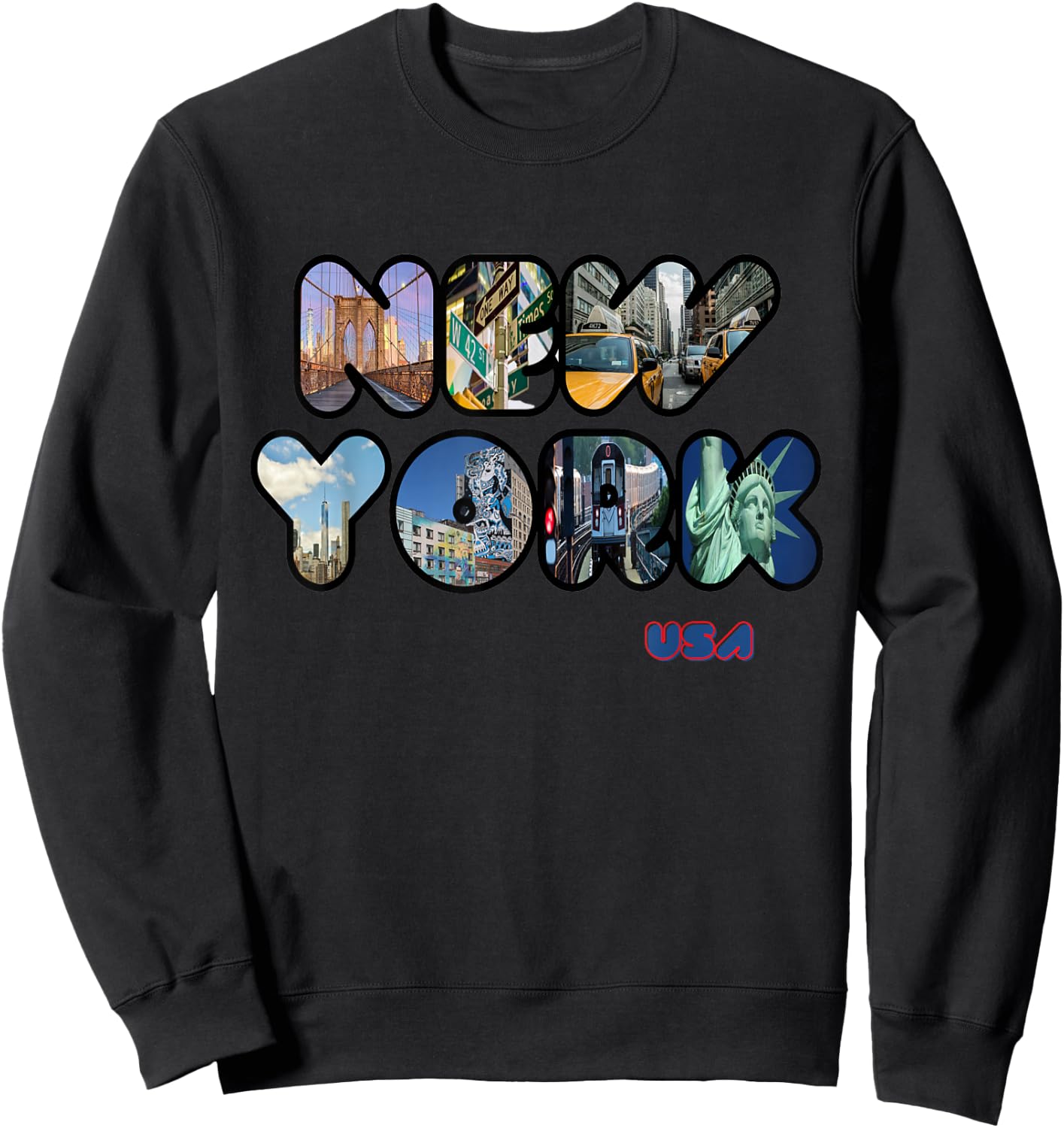 Statue of Liberty New York City NYC Skylines Souvenir Sweatshirt - Sweatshirt | Black