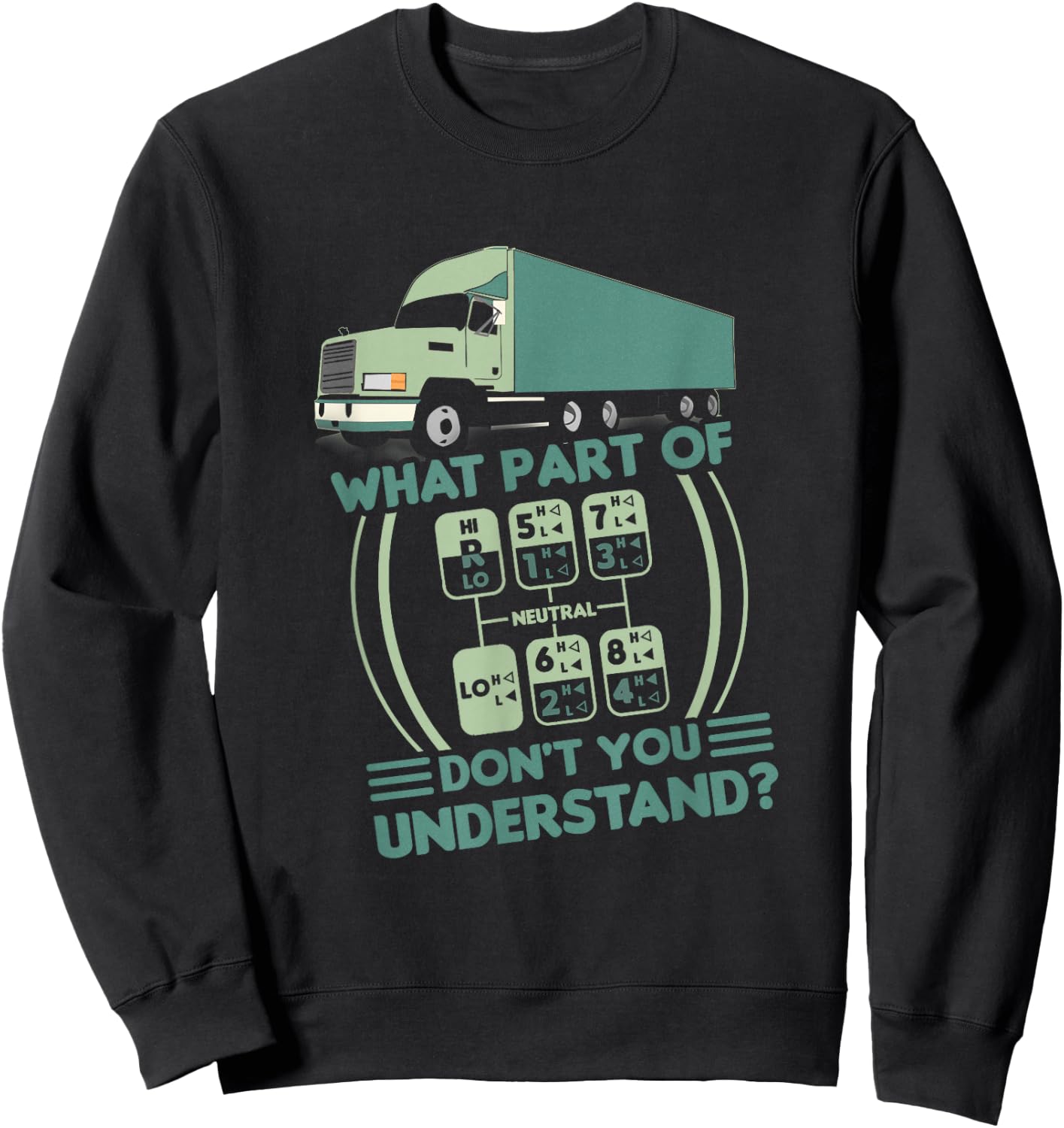 Funny Trucker What Part Of Don't You Understand Truck Shift Sweatshirt - Sweatshirt | Black