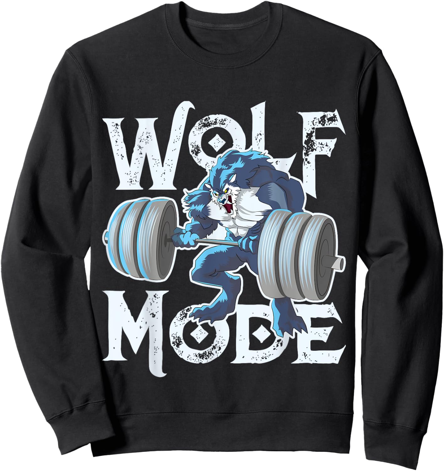 Wolf Mode Workout Lifting Weights Gym Beast Fitness Animal Sweatshirt - Sweatshirt | Black