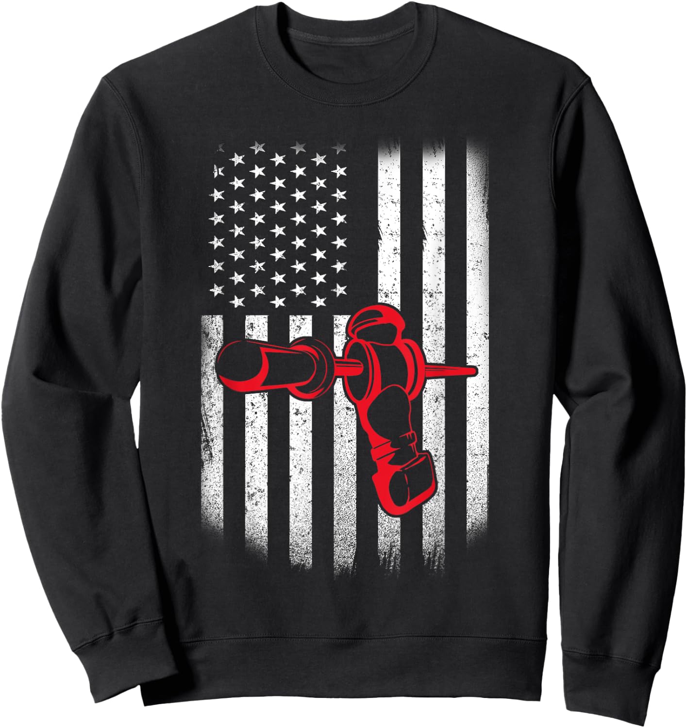 Vintage Distressed American Flag Patriotic Foosball Men Sweatshirt - Sweatshirt | Black
