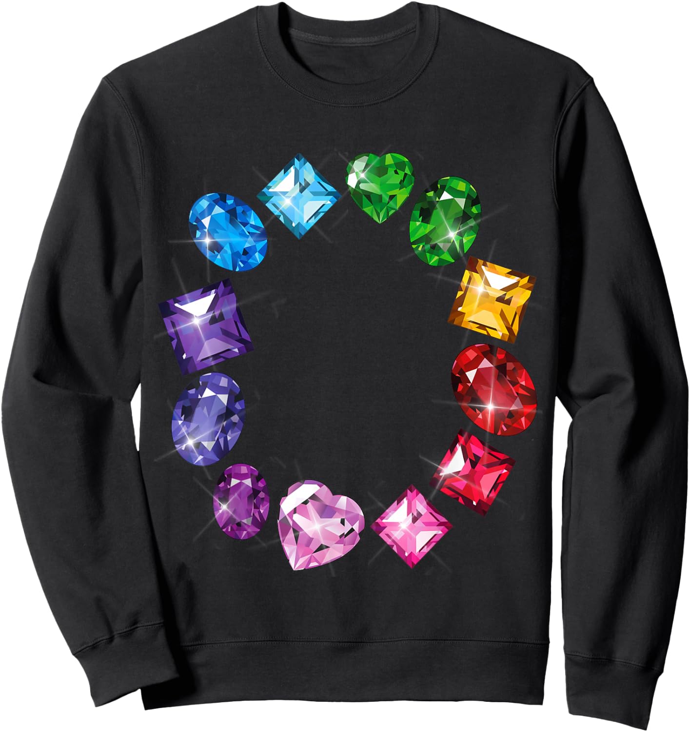 Gemstone Circle Fun Colorful Gemstones Novelty Sweatshirt - Sweatshirt | Black