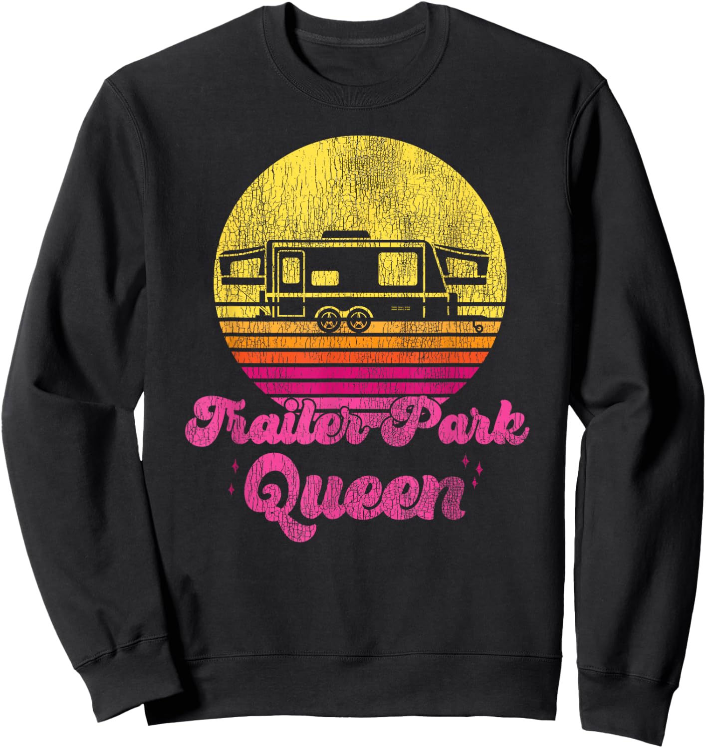 Camping Girl Retro Vintage Trailer Park Queen Sweatshirt - Sweatshirt | Black