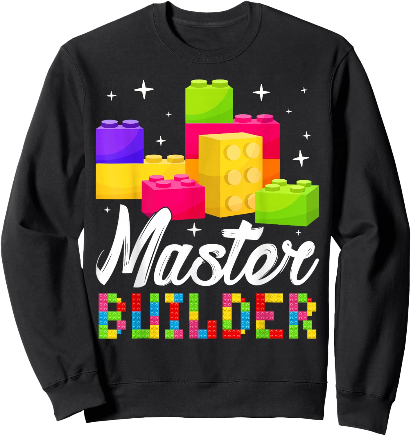 Funny Master Builder Building Block Bricks Lovers Kids Boys Sweatshirt - Sweatshirt | Black