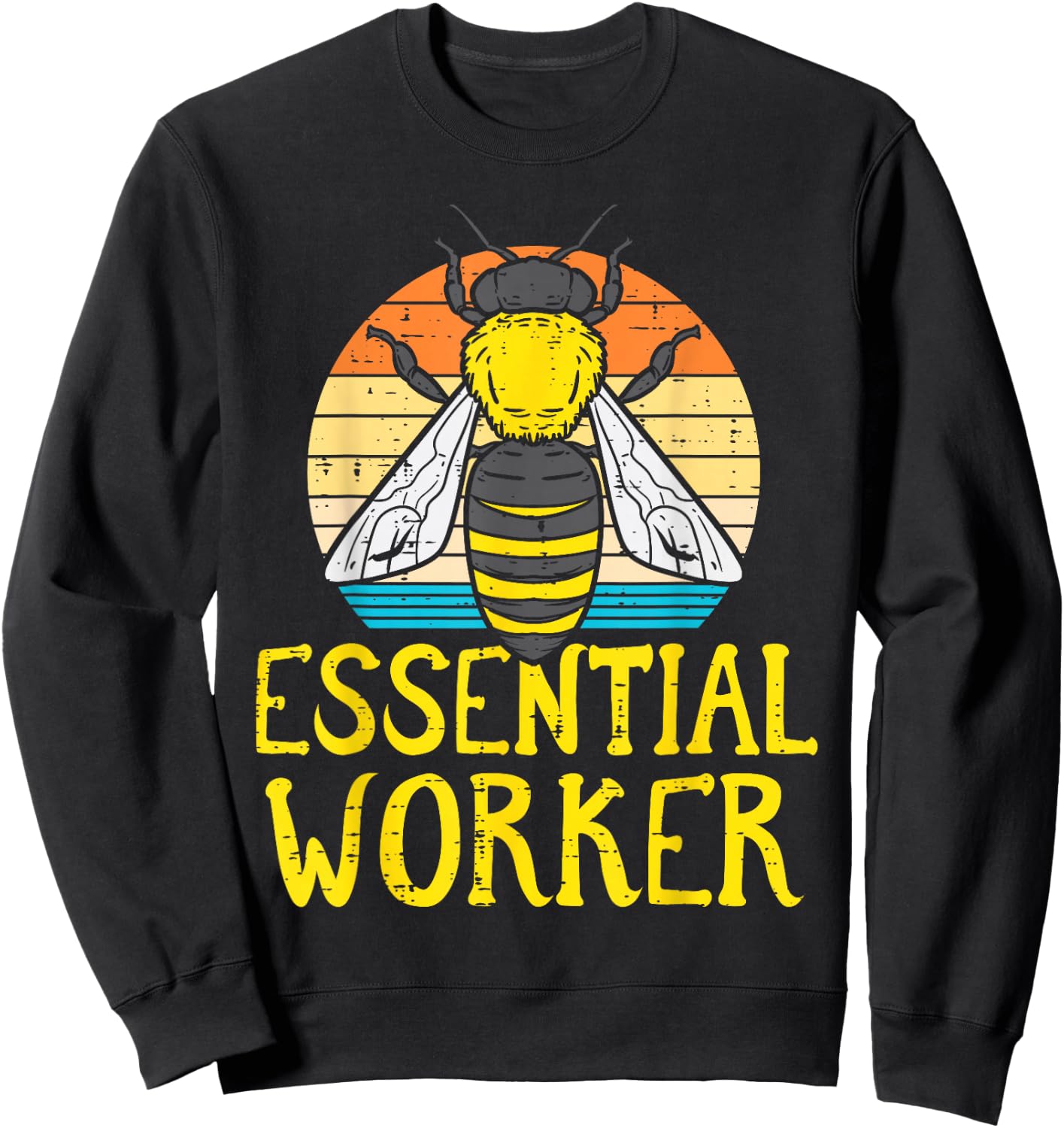 Essential Worker Bee Retro Nature Environment Men Women Kids Sweatshirt - Sweatshirt | Black