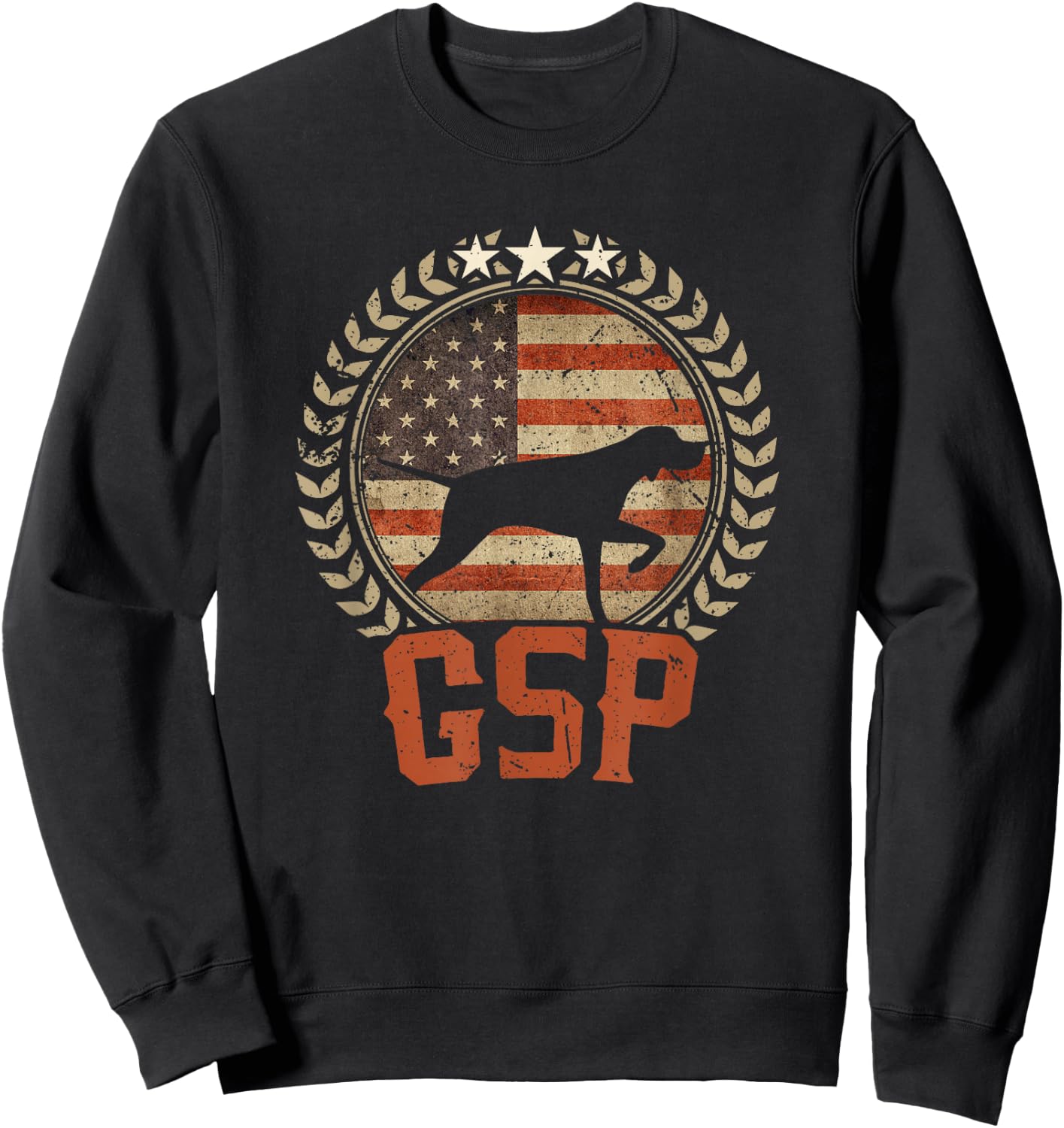 German Shorthaired Pointer American Flag Shirt GSP Patriotic Sweatshirt - Sweatshirt | Black