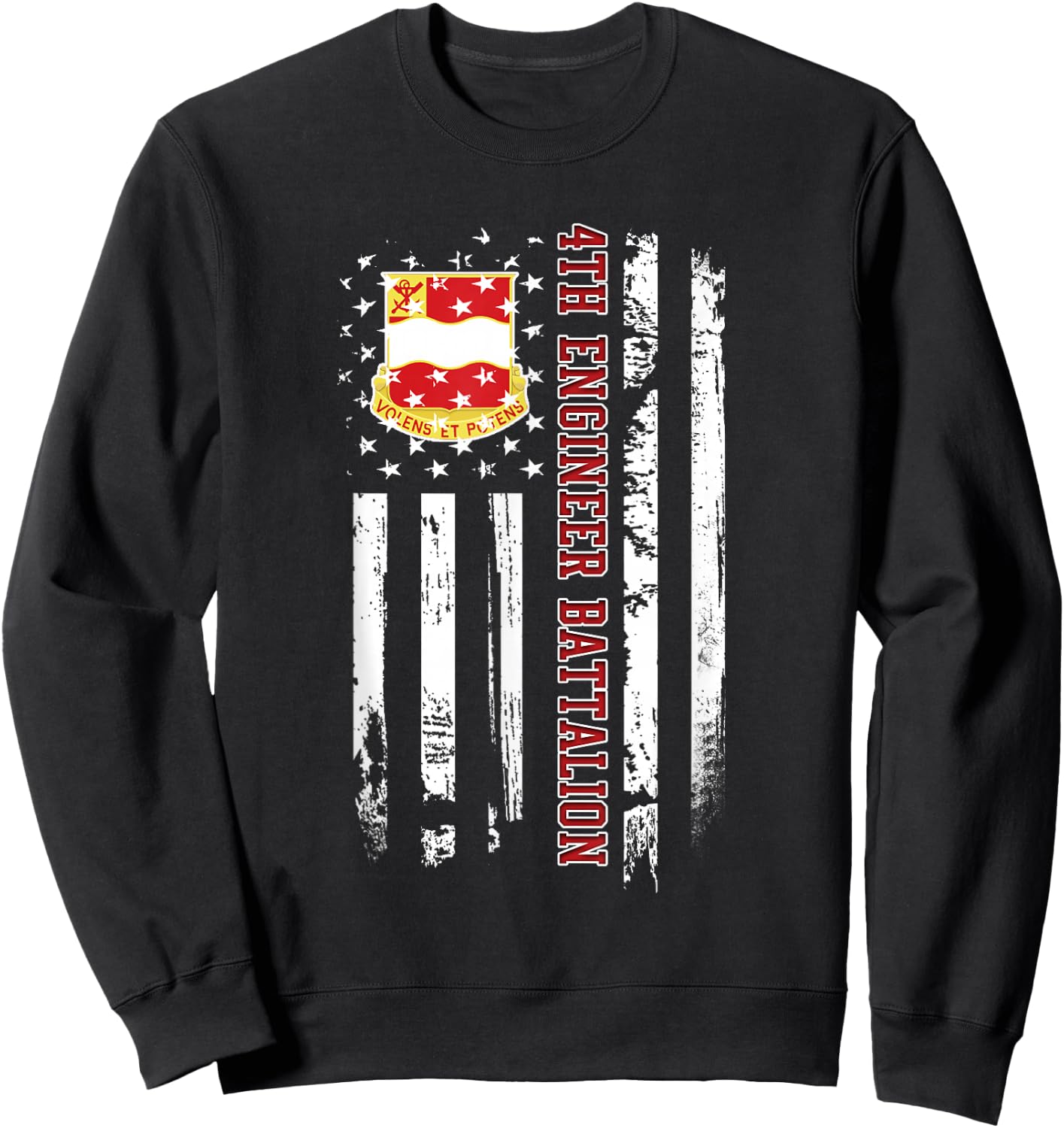 4th Engineer Battalion Veteran USA Flag Veterans Day Xmas Men Sweatshirt - Sweatshirt | Black