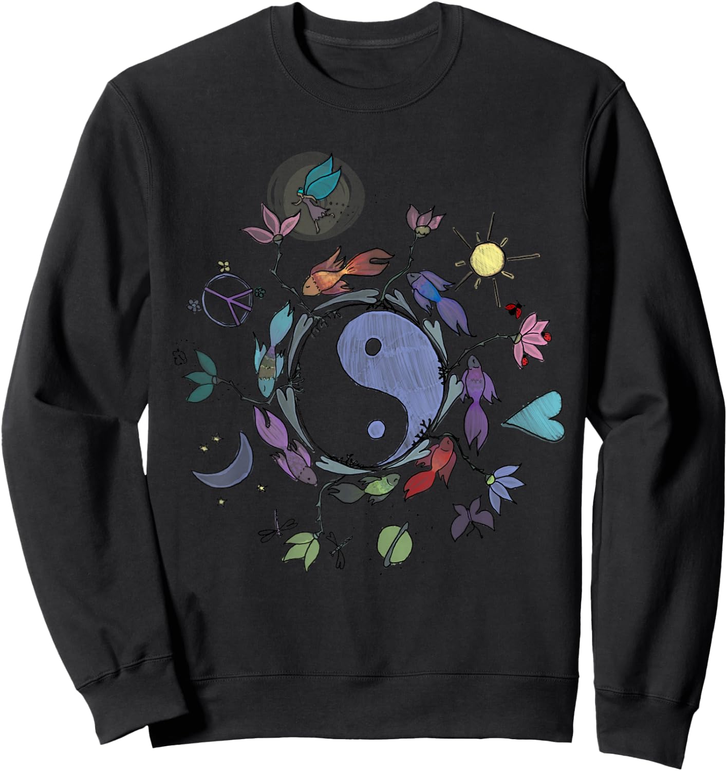 Ying Yang Shirt, Tai Chi T Shirt Design Sweatshirt - Sweatshirt | Black