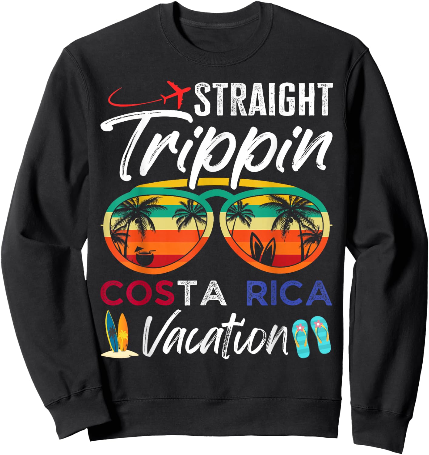 Straight Trippin Costa Rica Couples Family Vacation Group Sweatshirt - Sweatshirt | Black