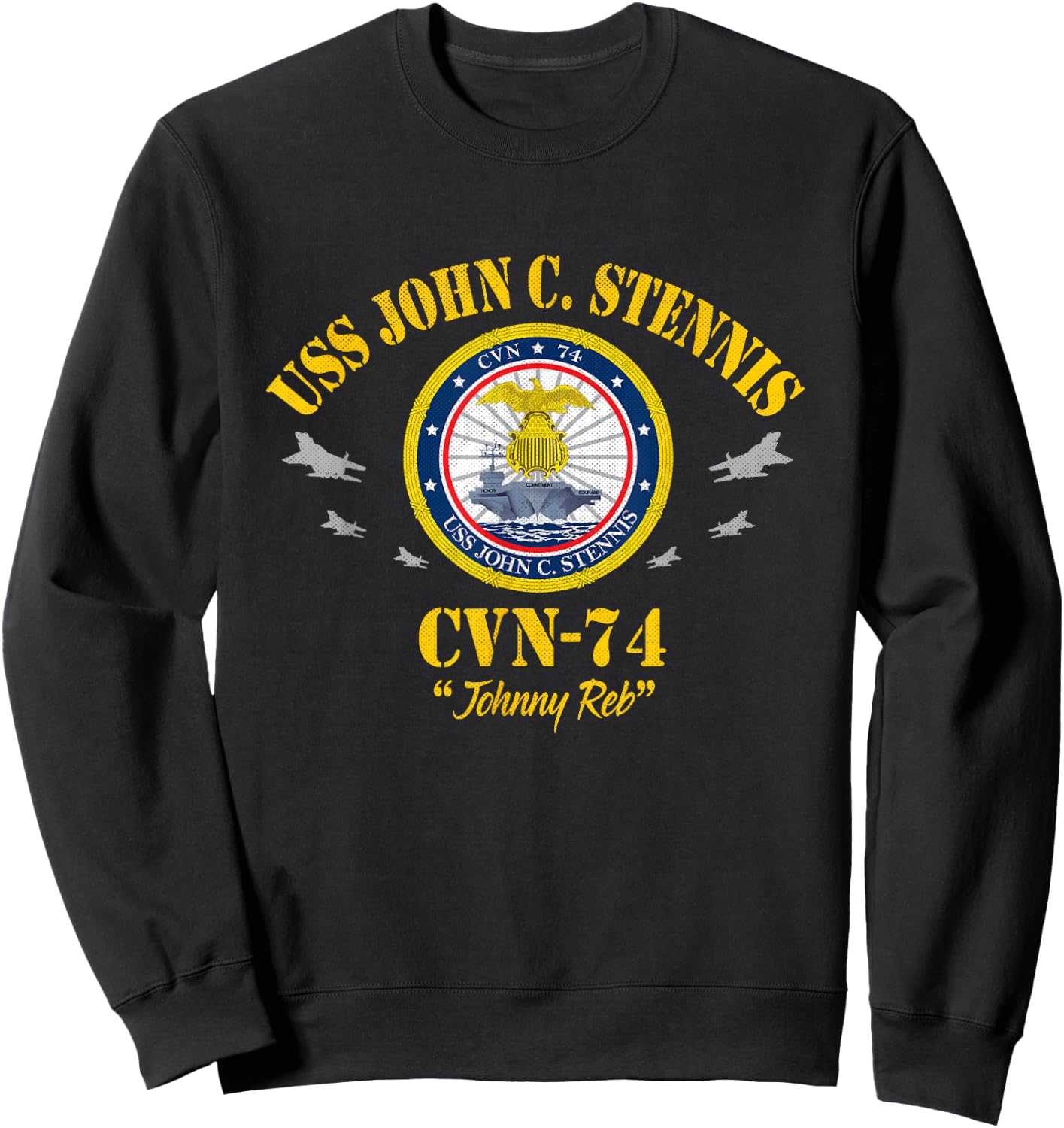USS John C. Stennis CVN-74 Aircraft Carrier Veteran Flag Sweatshirt - Sweatshirt | Black