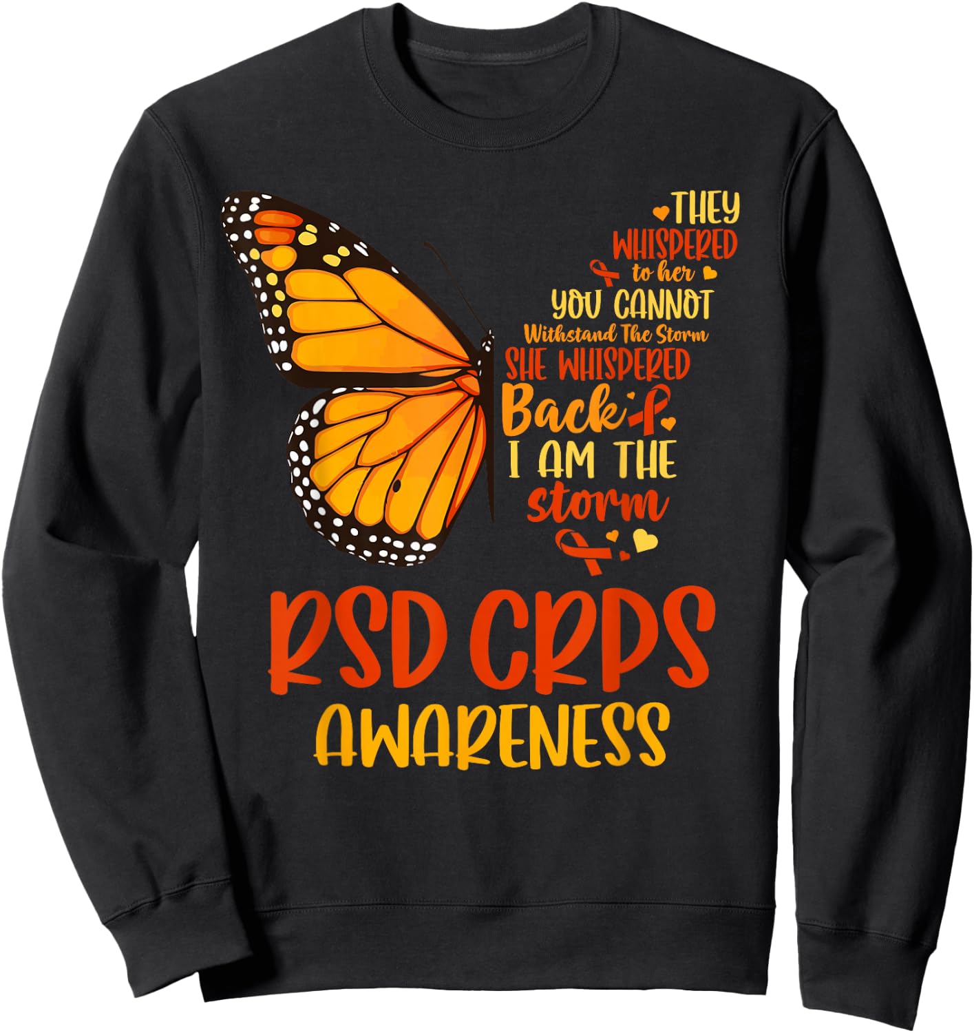 CRPS Awareness Complex Regional Pain Syndrome Butterfly Sweatshirt - Sweatshirt | Black