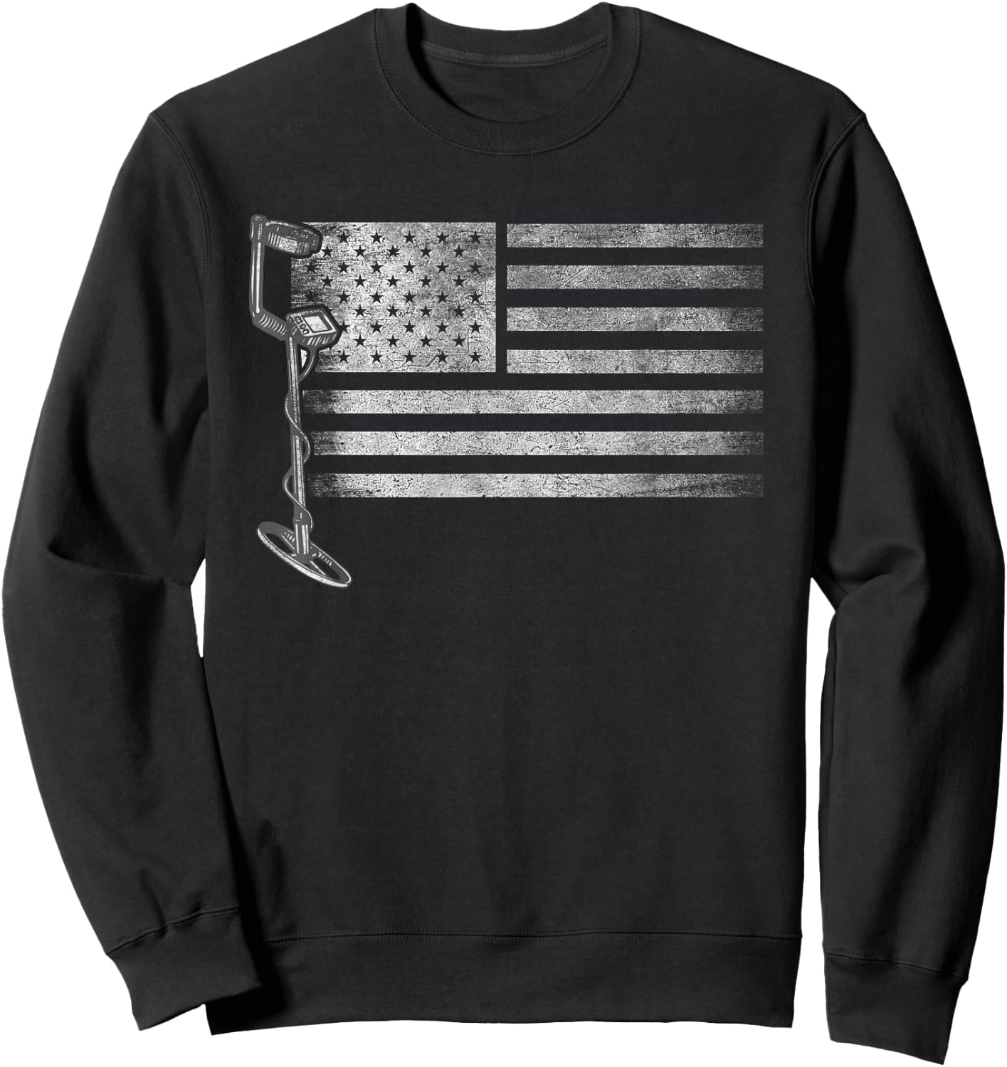 Patriotic Metal Detecting USA Flag Treasure Hunt Detectorist Sweatshirt - Sweatshirt | Black