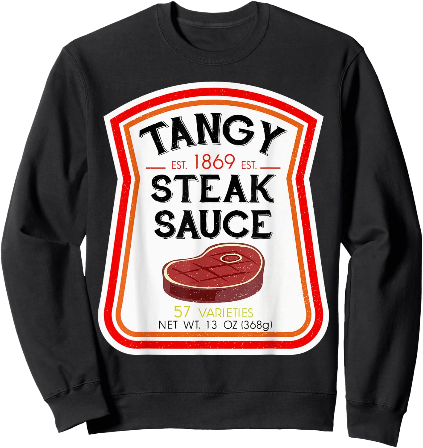 Steak Sauce Bottle Label Halloween 2021 Couples Costume Sweatshirt - Sweatshirt | Black