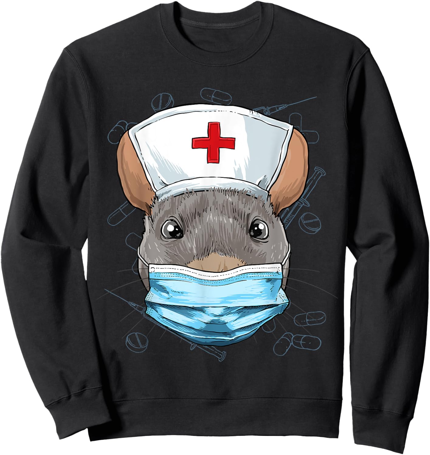 Rat Nurse Practitioner RN Nursing School Graduation Sweatshirt - Sweatshirt | Black