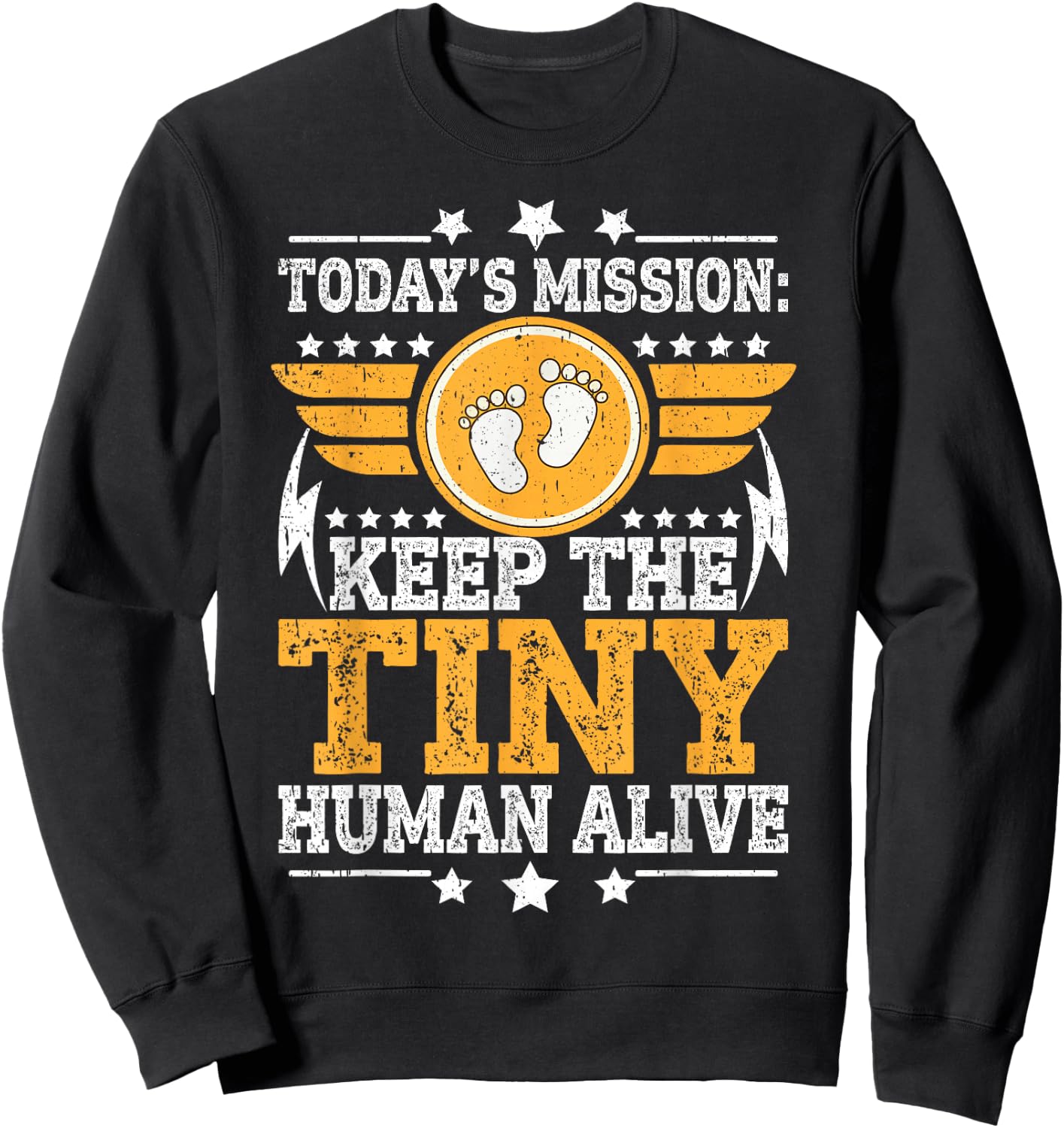 Dad Est 2026 Keep Tiny Human Alive First Time Father Day Sweatshirt - Sweatshirt | Black