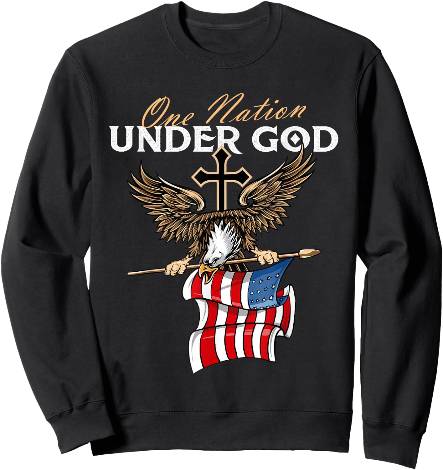 Patriotic Bald Eagle - USA American Flag 4th of July Fourth Sweatshirt - Sweatshirt | Black