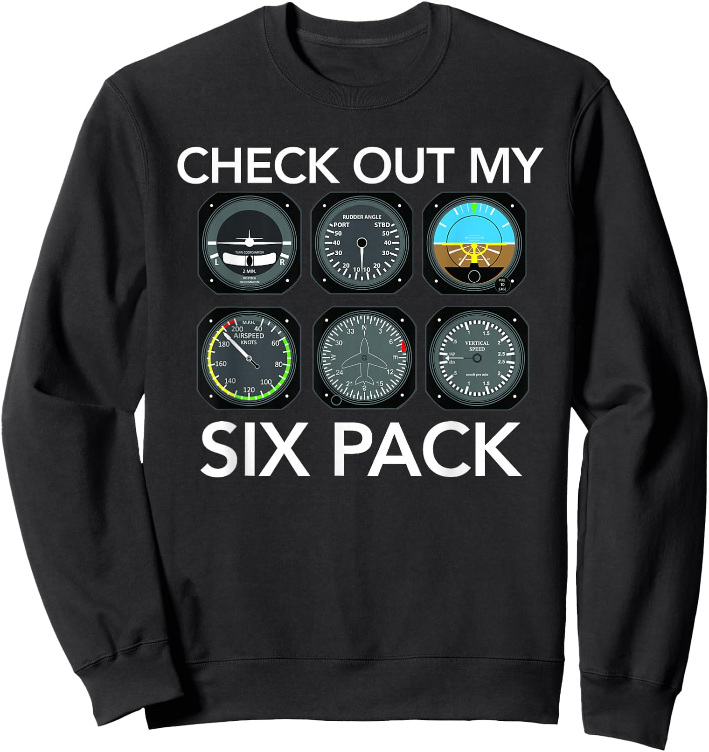 Check Out My Six Pack Funny Aviation Pilot Flying Xmas Gift Sweatshirt - Sweatshirt | Black