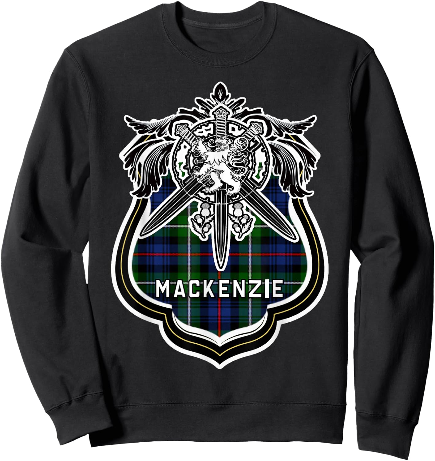 MacKenzie Scottish Clan Family Tartan Lion Sword Name Sweatshirt - Sweatshirt | Black