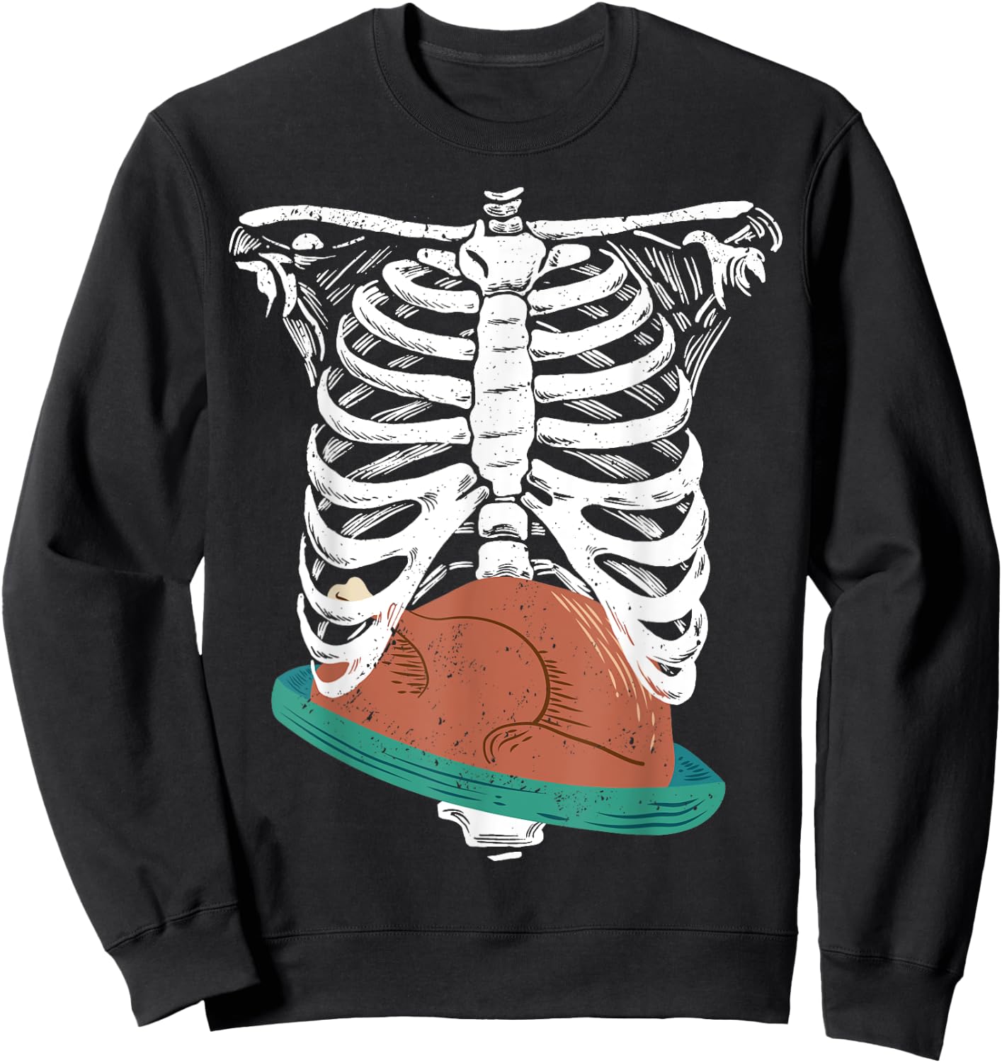 Thanksgiving turkey in ribcage skeleton Xray Sweatshirt - Sweatshirt | Black