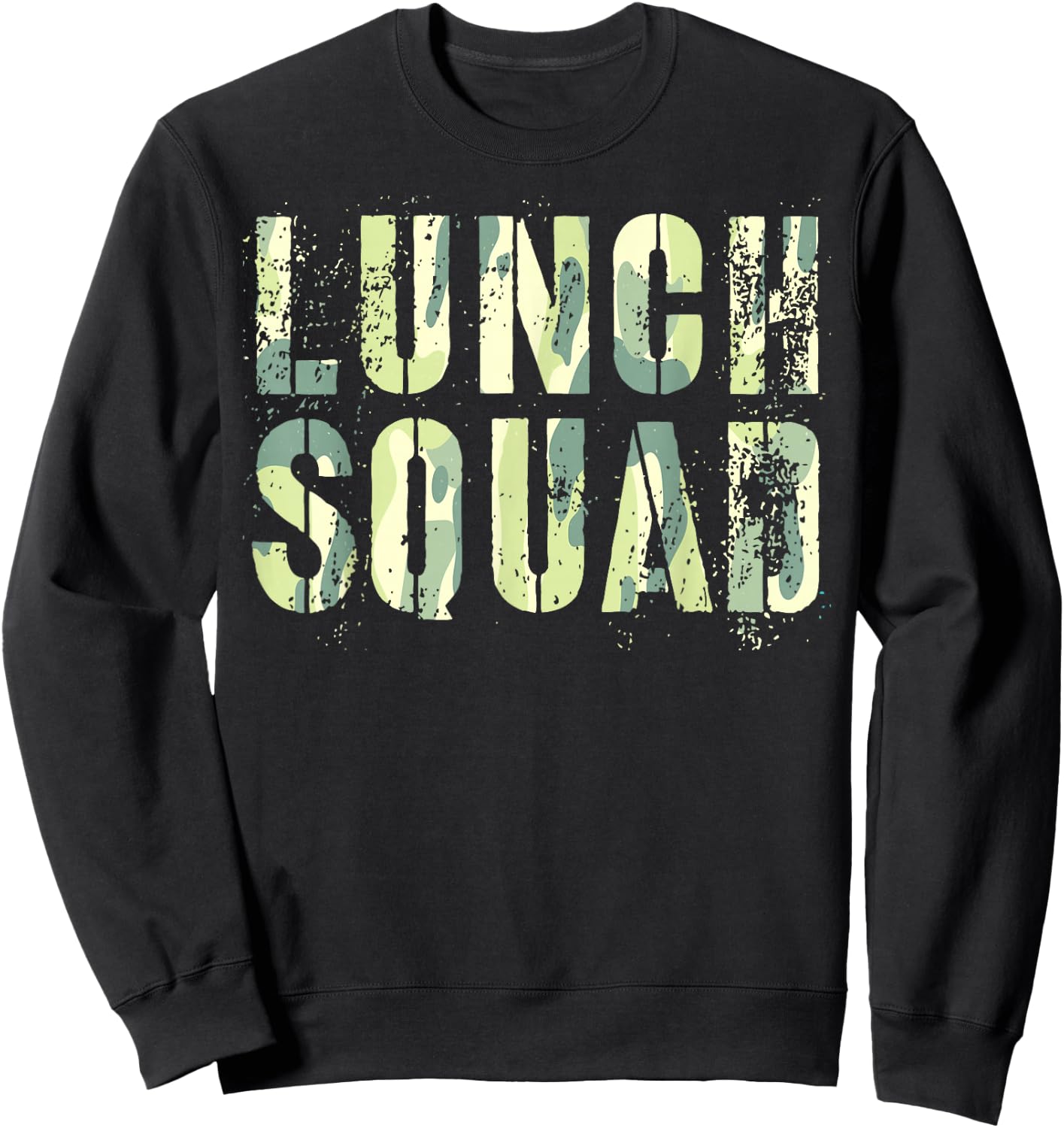Camo LUNCH SQUAD Vintage School Office Food Service Crew Sweatshirt - Sweatshirt | Black