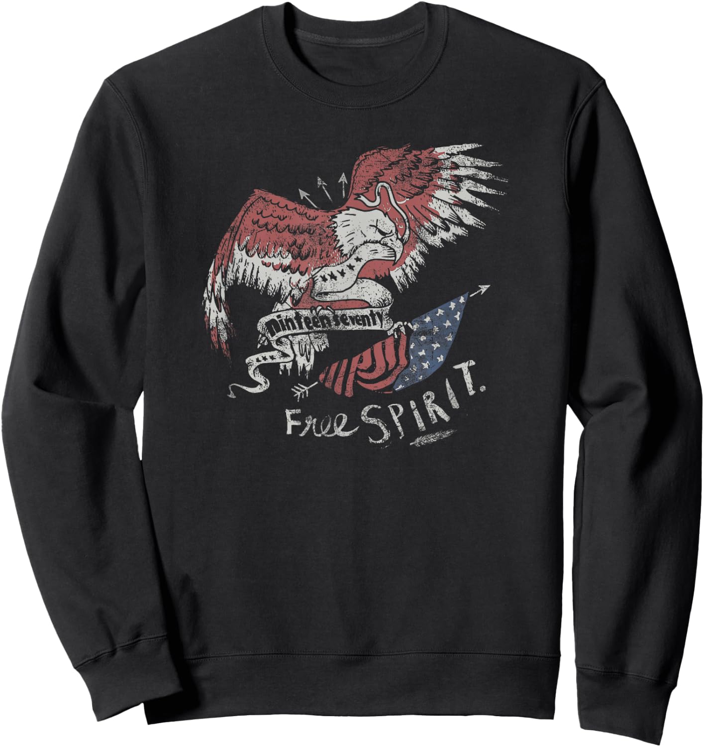 Trendy Vintage Free Spirit American Eagle Sweatshirt - Sweatshirt | Black