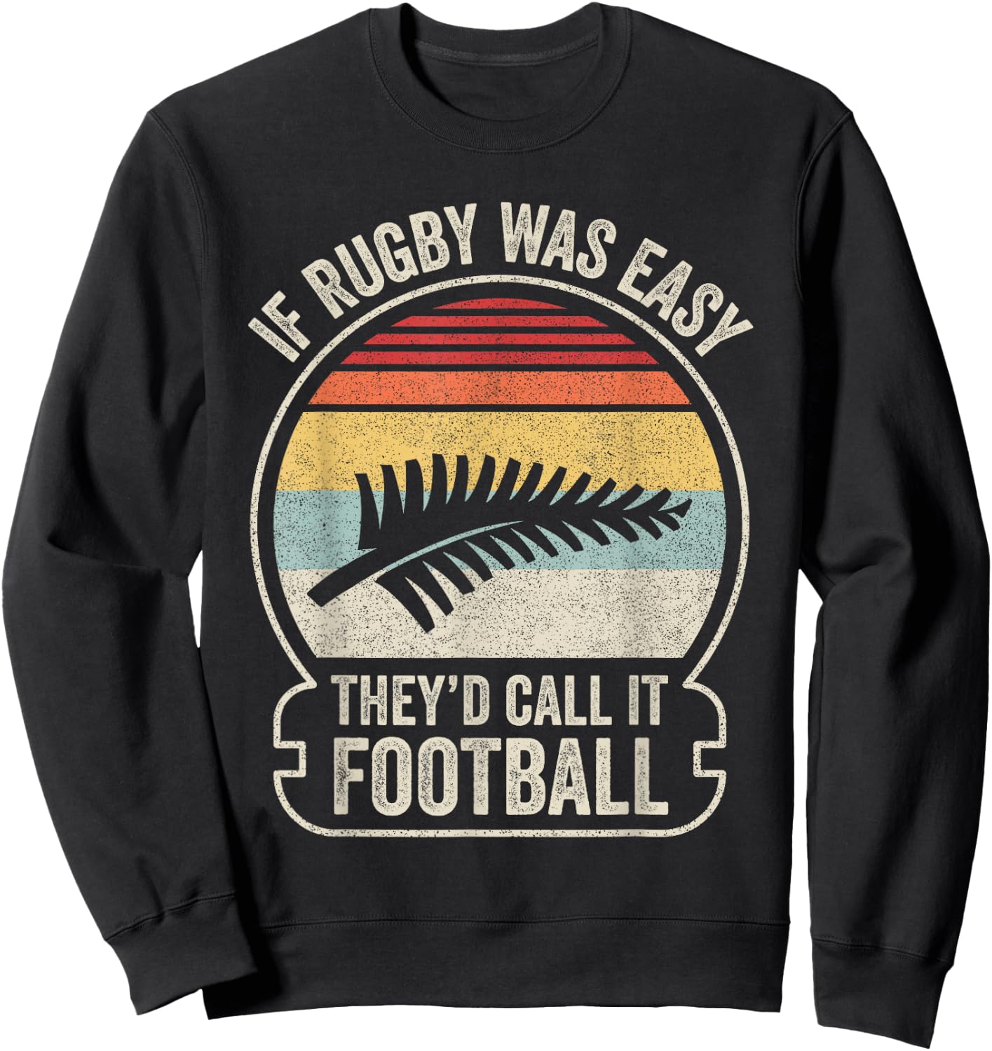 Vintage Funny New Zealand NZ Rugby Silver Fern Football Sweatshirt - Sweatshirt | Black
