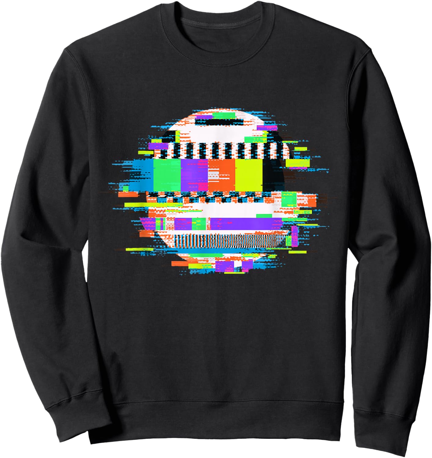 Glitch TV Static Trippy Glitch TV Screen Art Sweatshirt - Sweatshirt | Black
