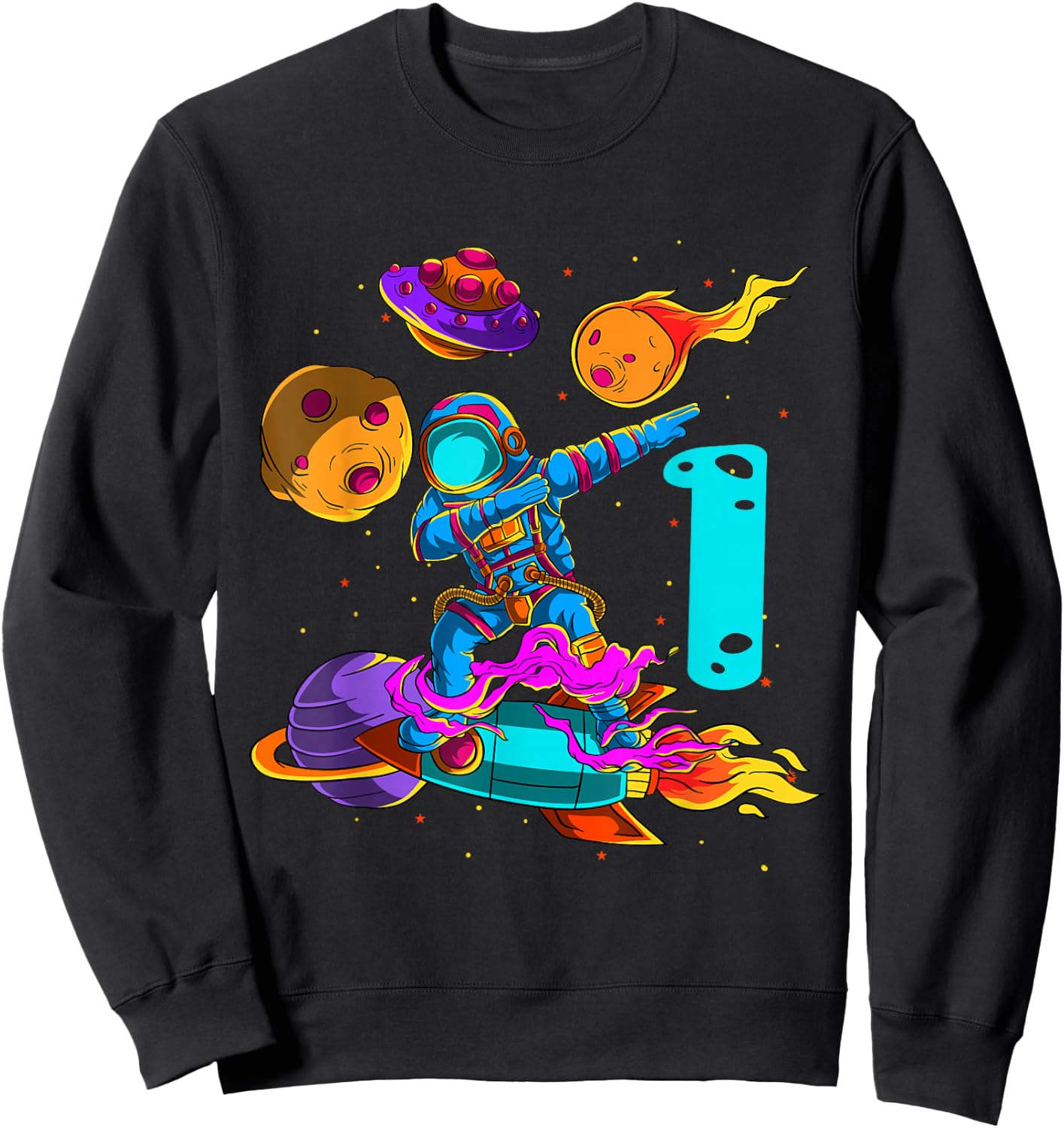 1 year Birthday Boy Astronaut 1st Birthday Boys Astronaut Sweatshirt - Sweatshirt | Black