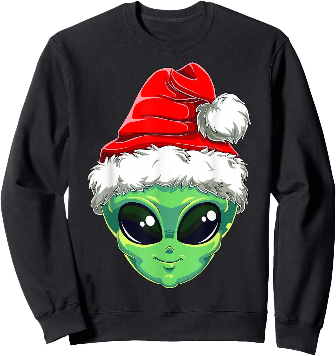 Christmas Alien Santa Costume Funny UFO Santa Hat Xmas Kids Sweatshirt - Sweatshirt | Black